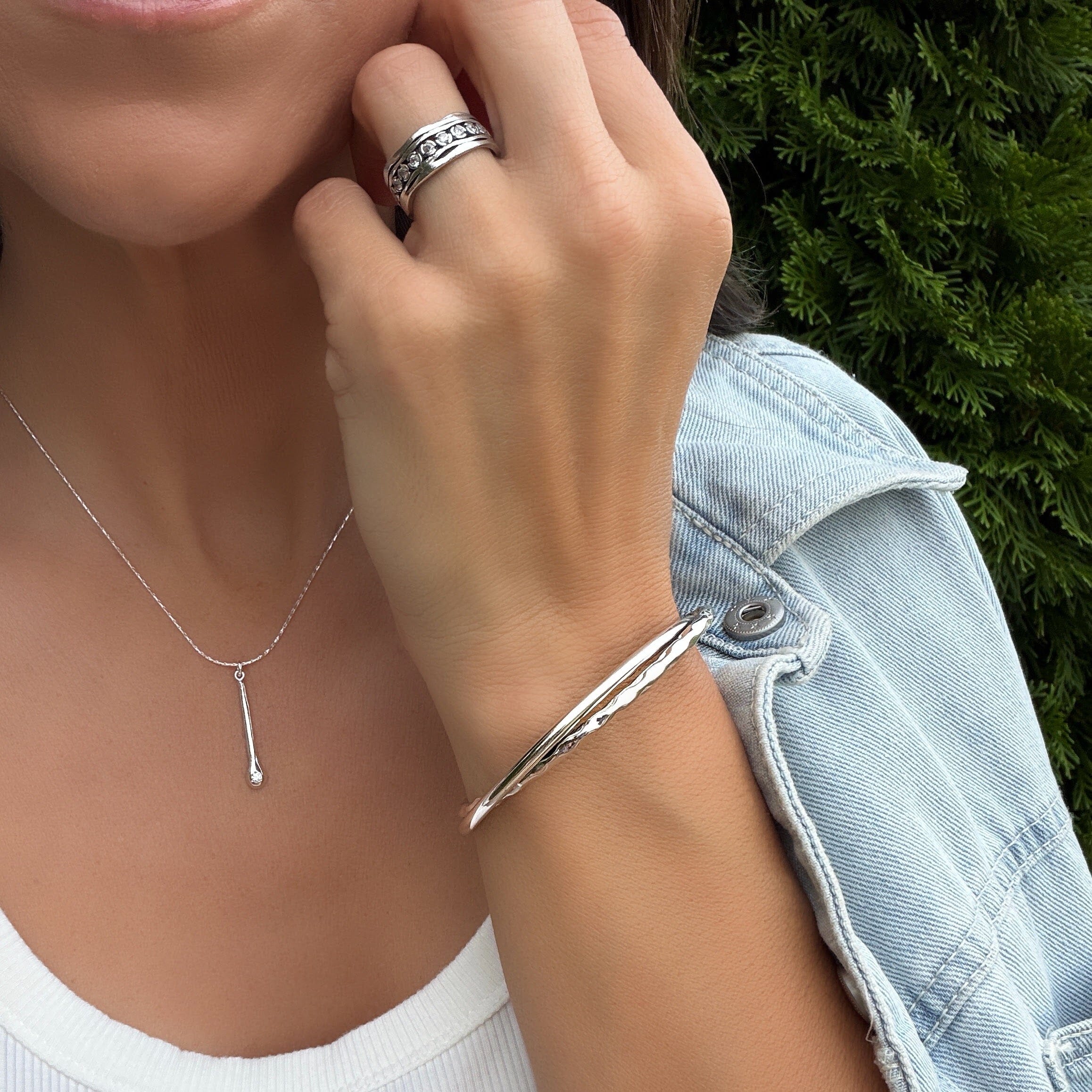 cuff bracelet with two intertwined bands