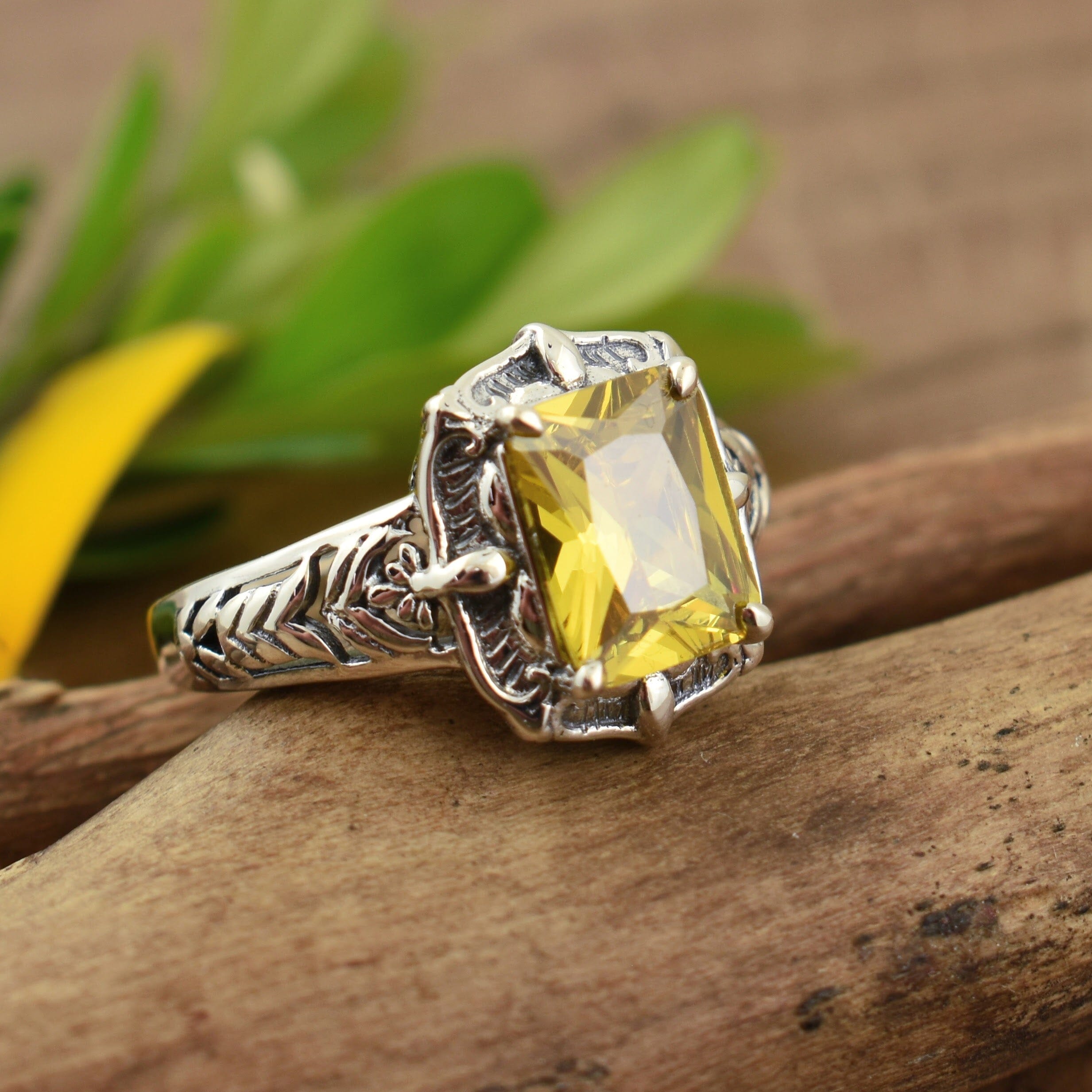 Yellow emerald cut ring Attention Getter