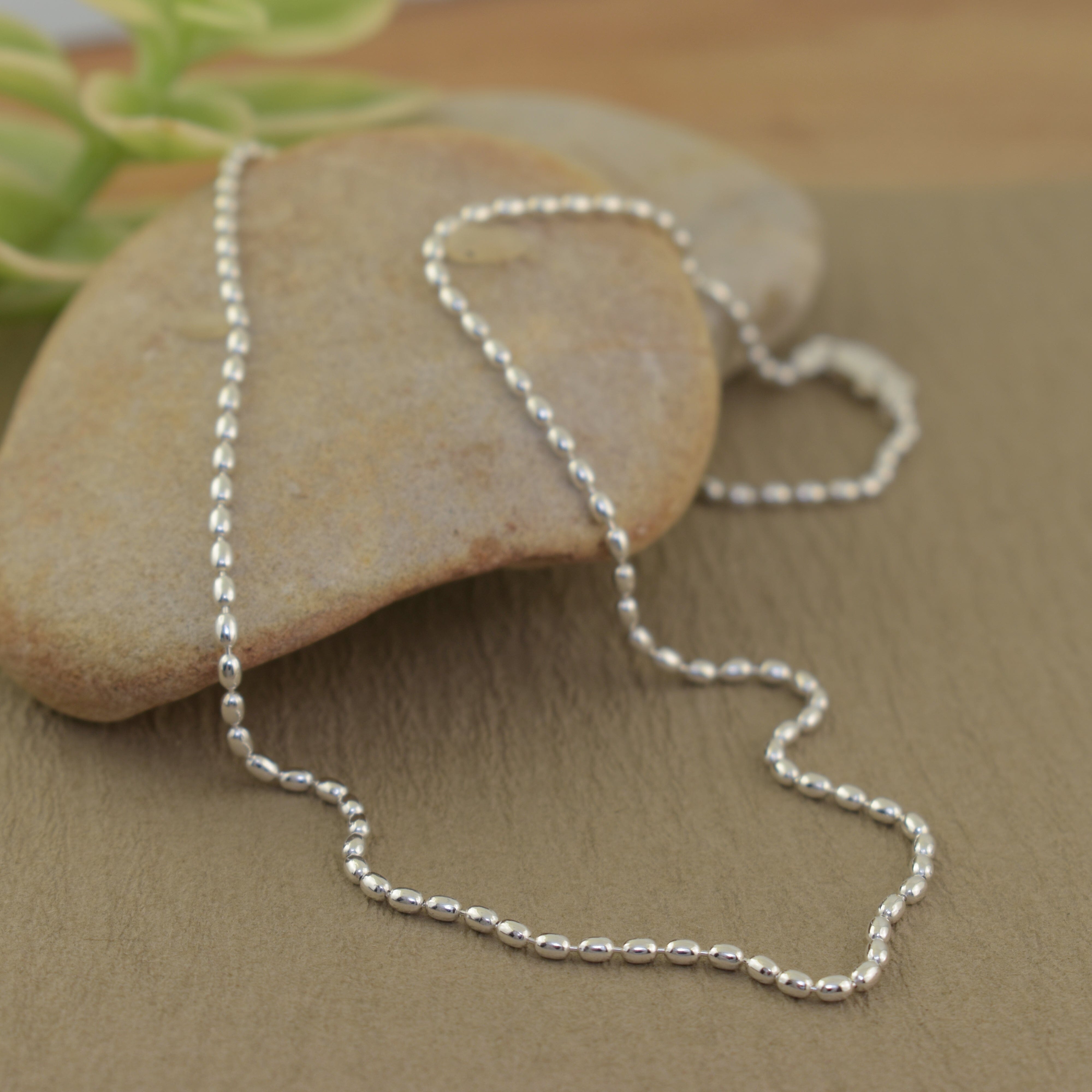 dainty beaded layering chain in sterling silver