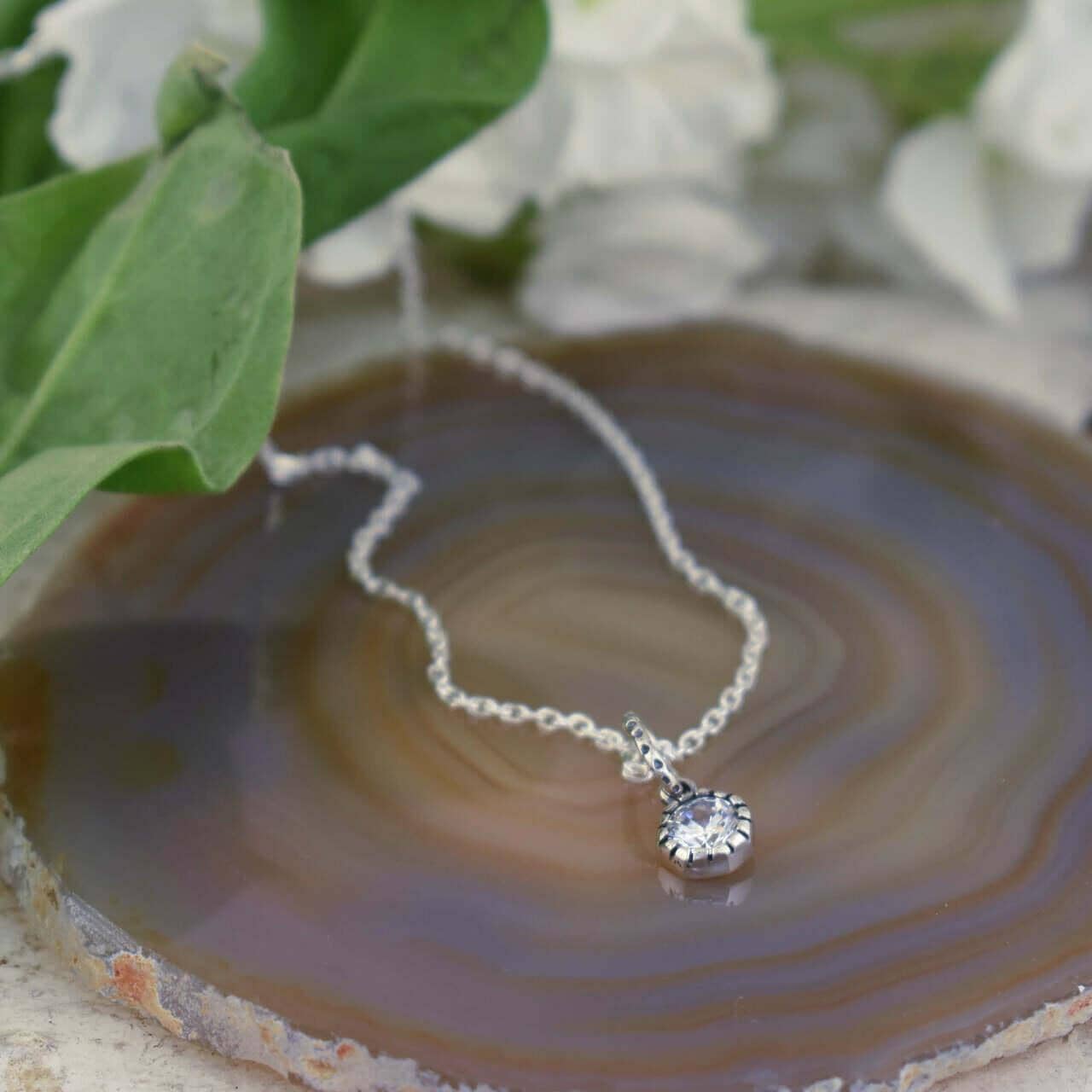 Sterling silver necklace with cubic zirconia bling