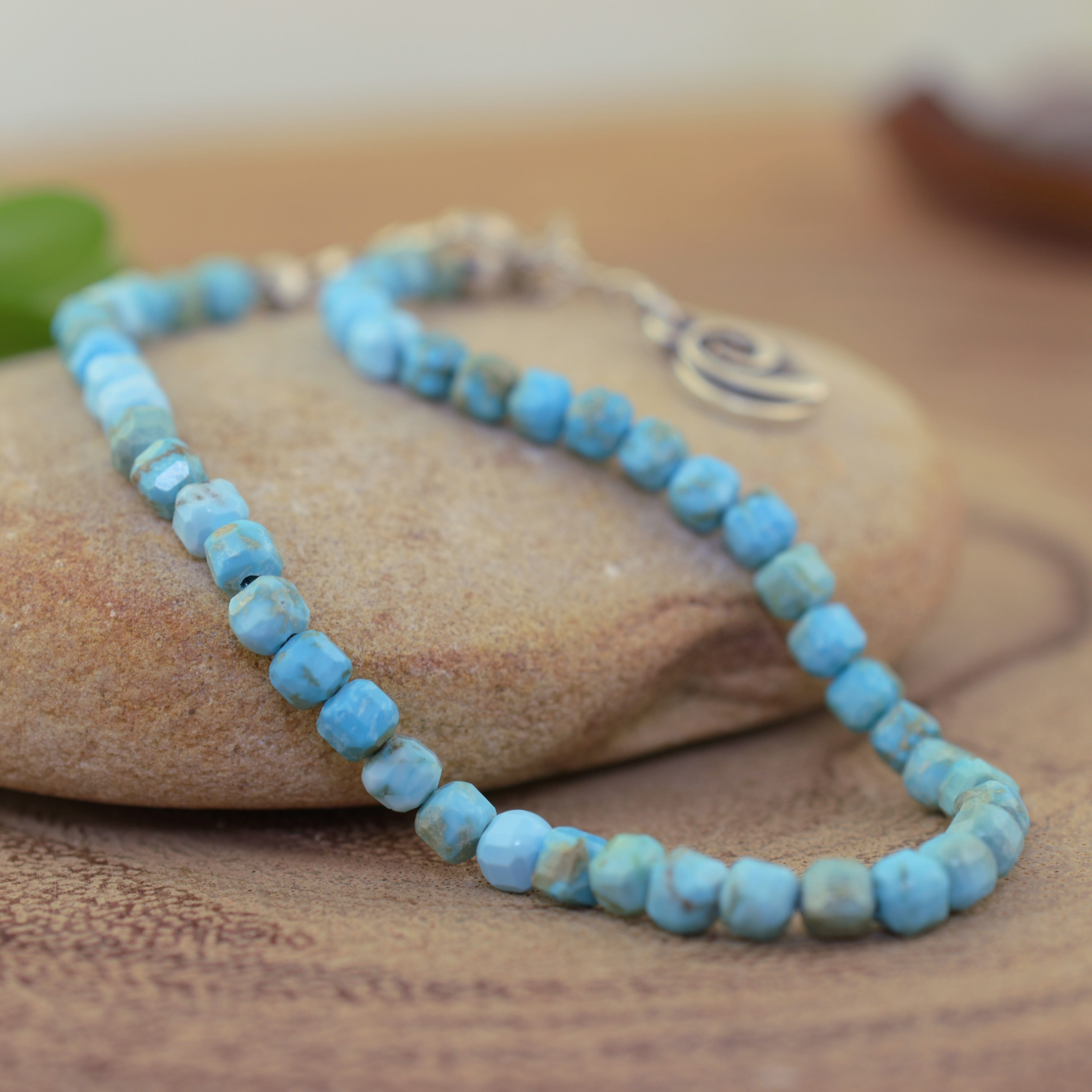 organic strung turquoise bracelet
