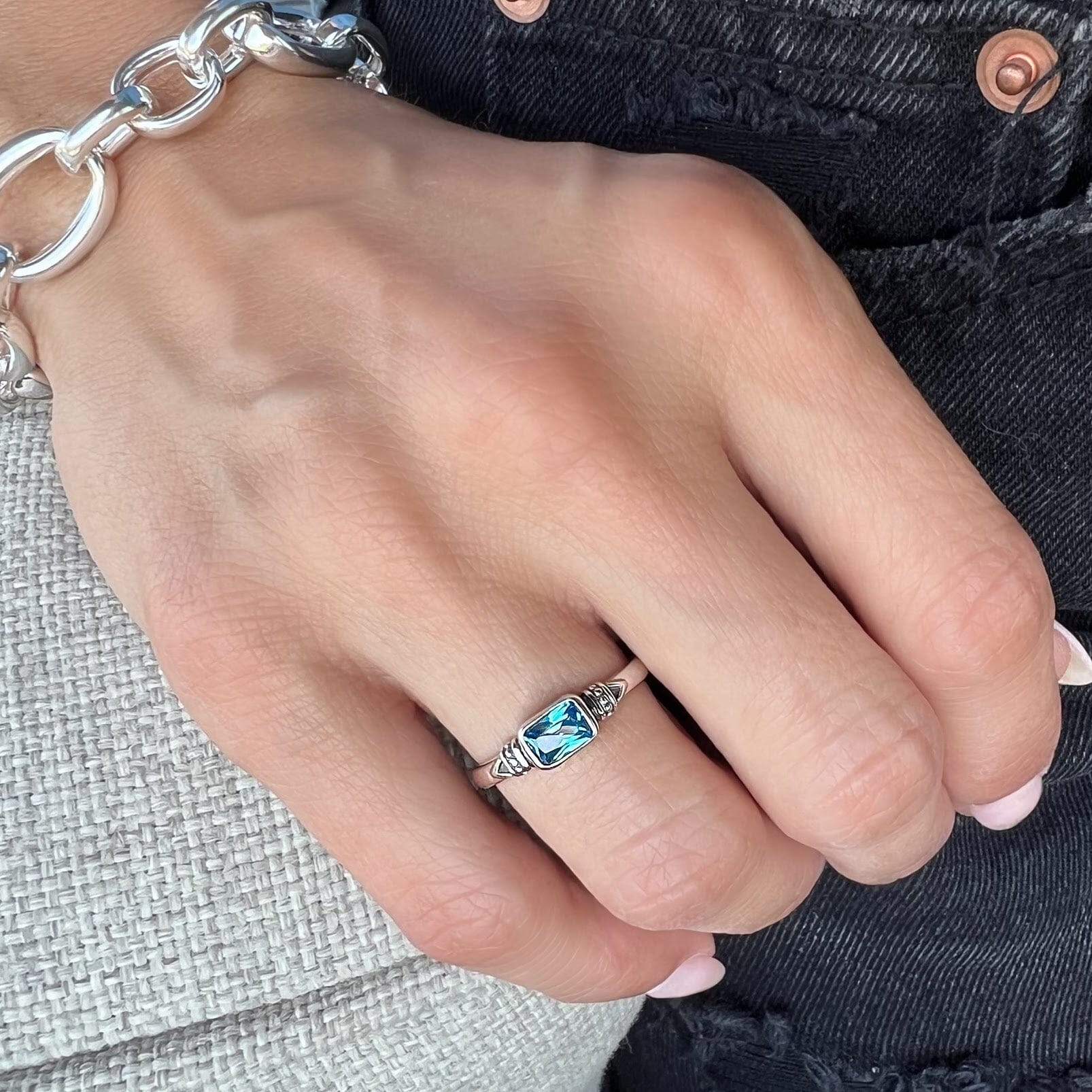 Blue Tribe Ring paired with Linked-Up bracelet