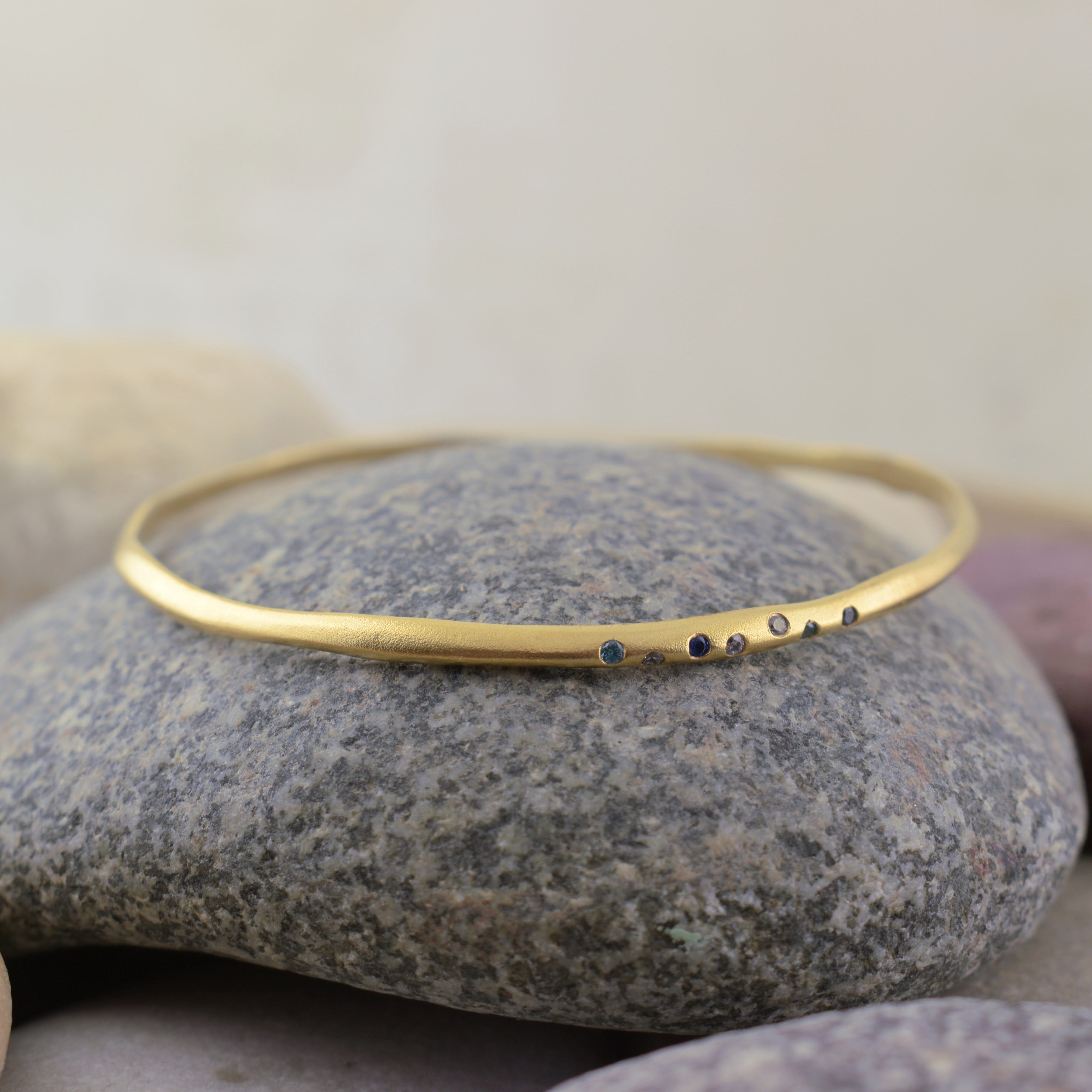 gold and blue cz zamak bangle