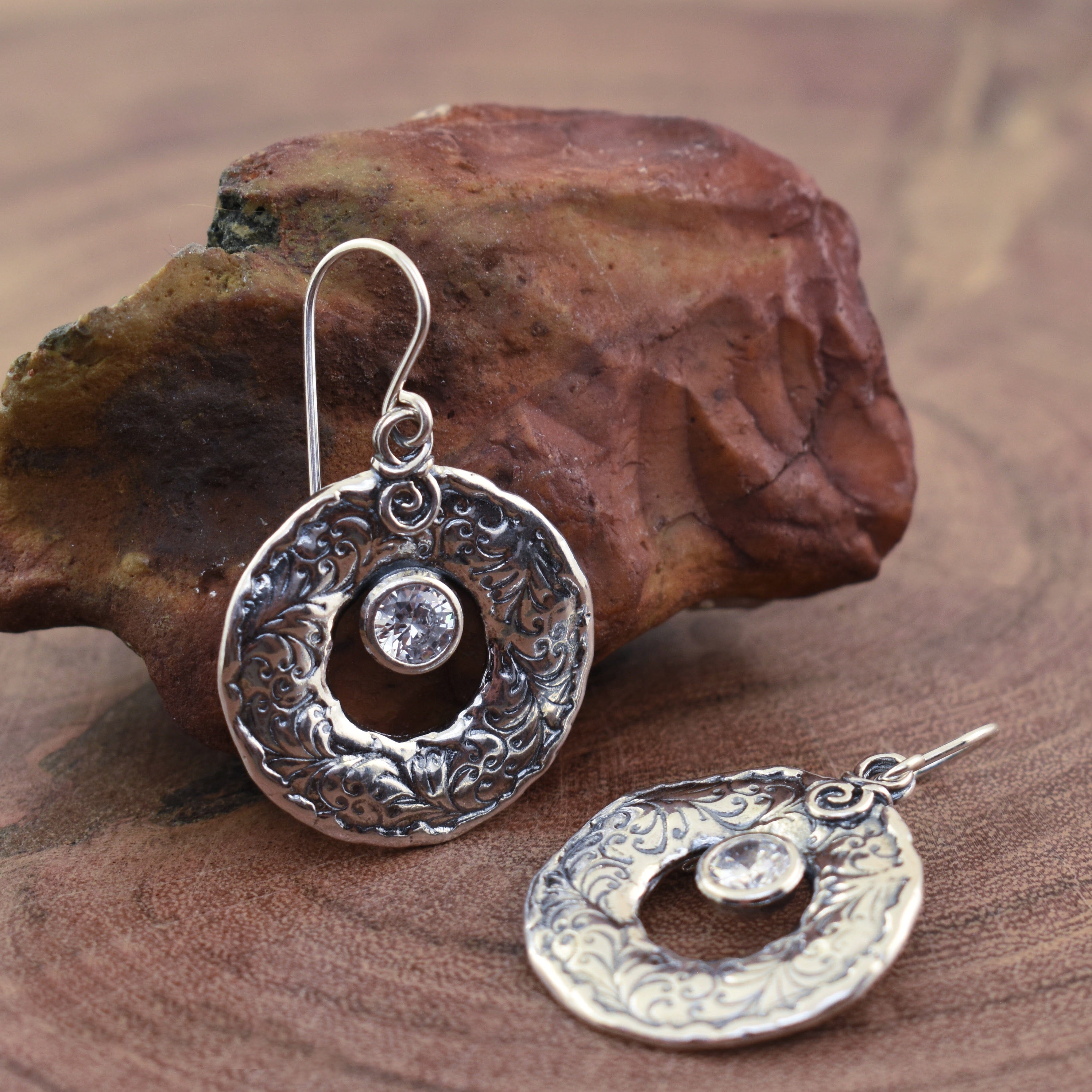 .925 sterling silver and CZ earrings Carpe Diem