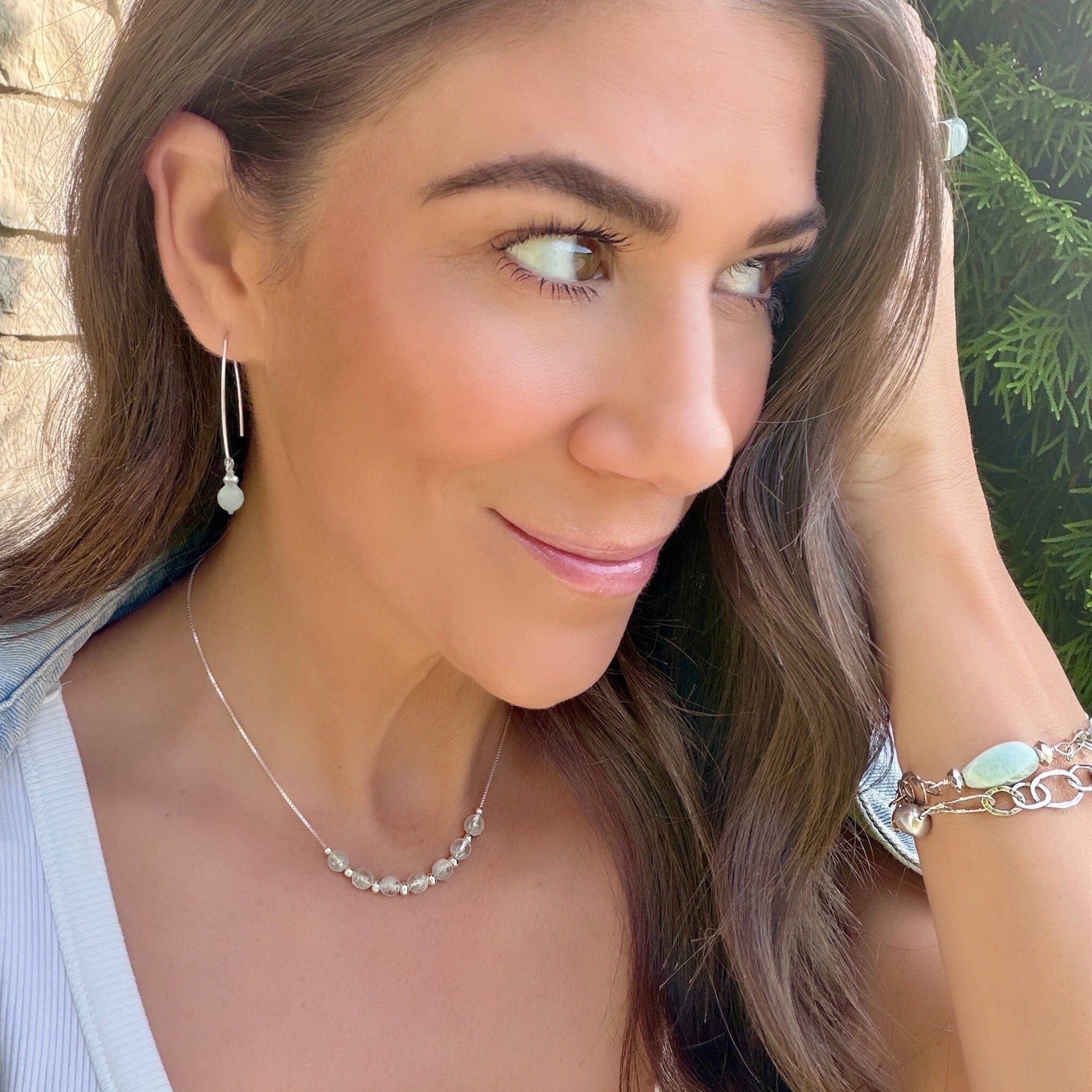 sterling silver jewelry featuring aqua colored stones