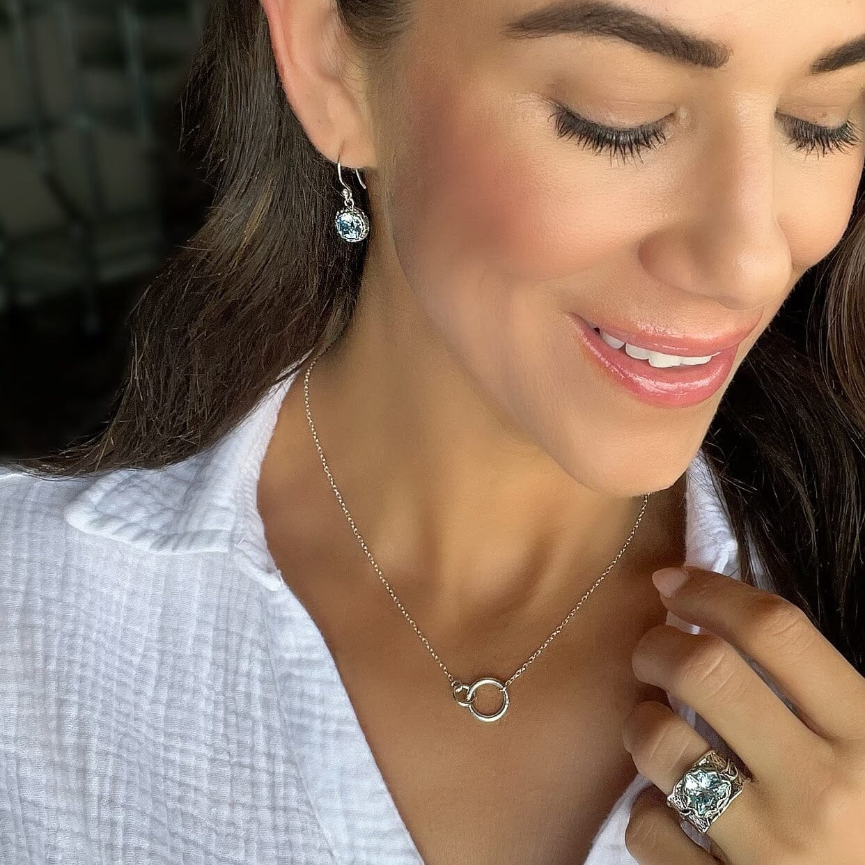 Cruising Earrings paired with It Takes Two Necklace and She's a Natural blue topaz Ring 