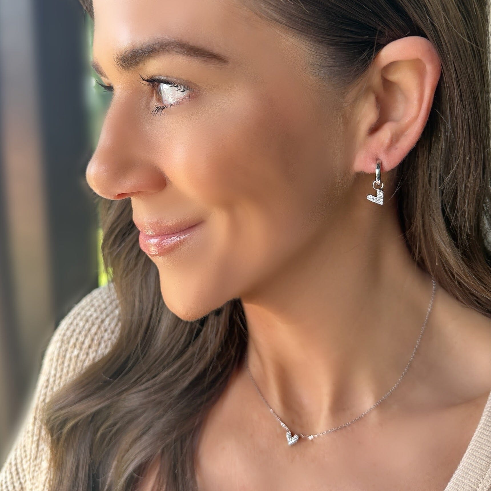 rhodium plated huggie earrings
