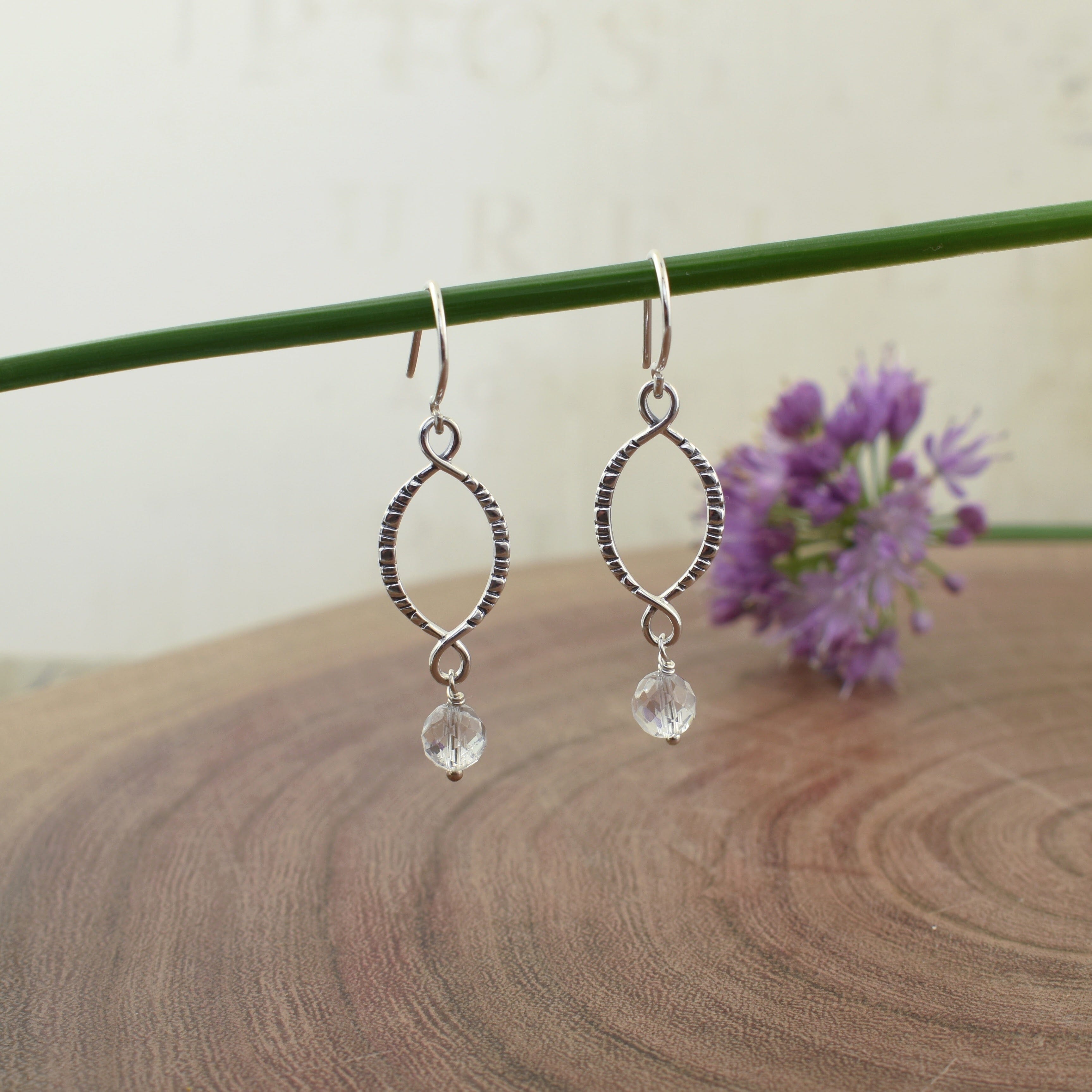 .925 sterling silver and crystal dangle earrings