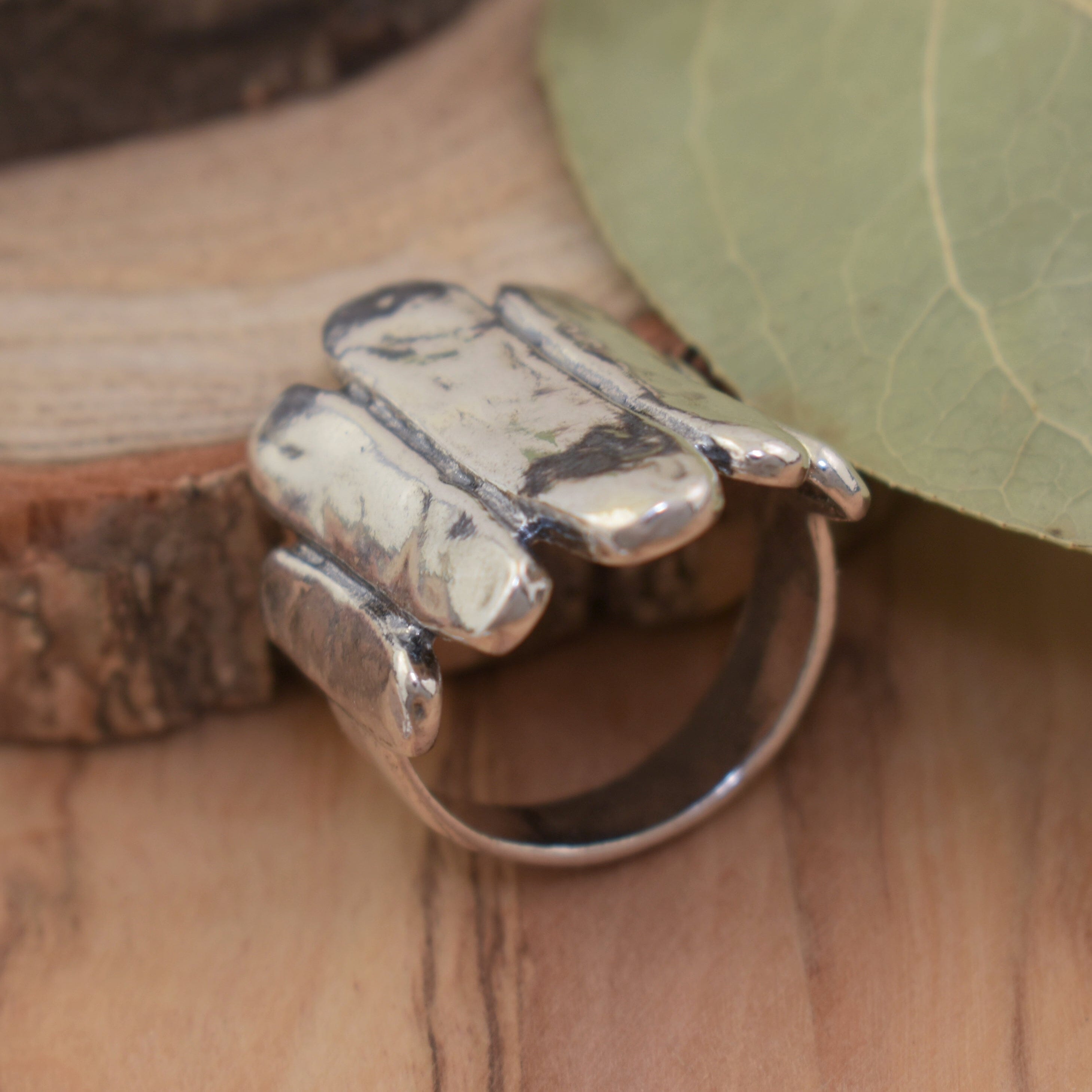 Sterling silver wide band boho style ring Driftwood