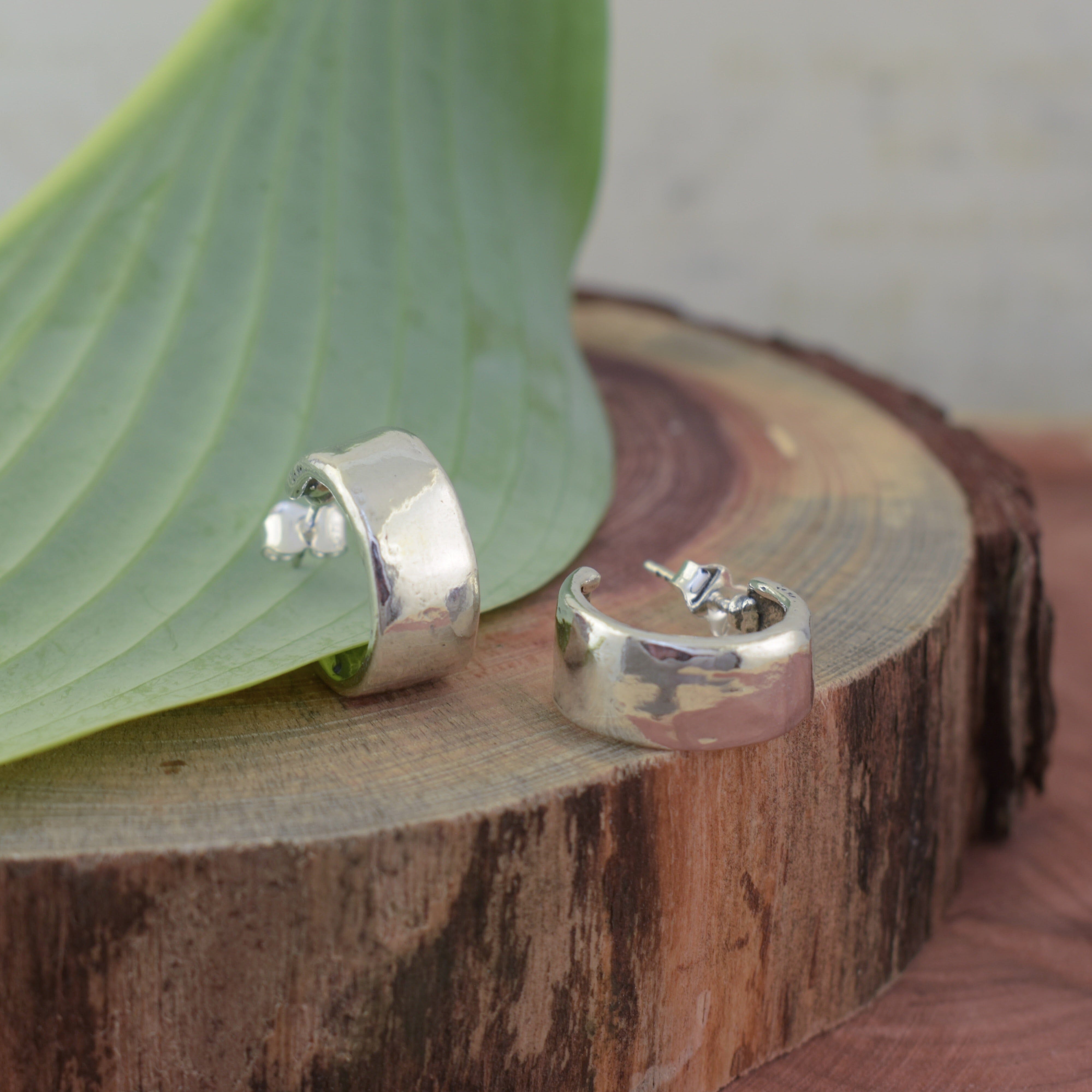 Handcrafted sterling silver imperfect earrings