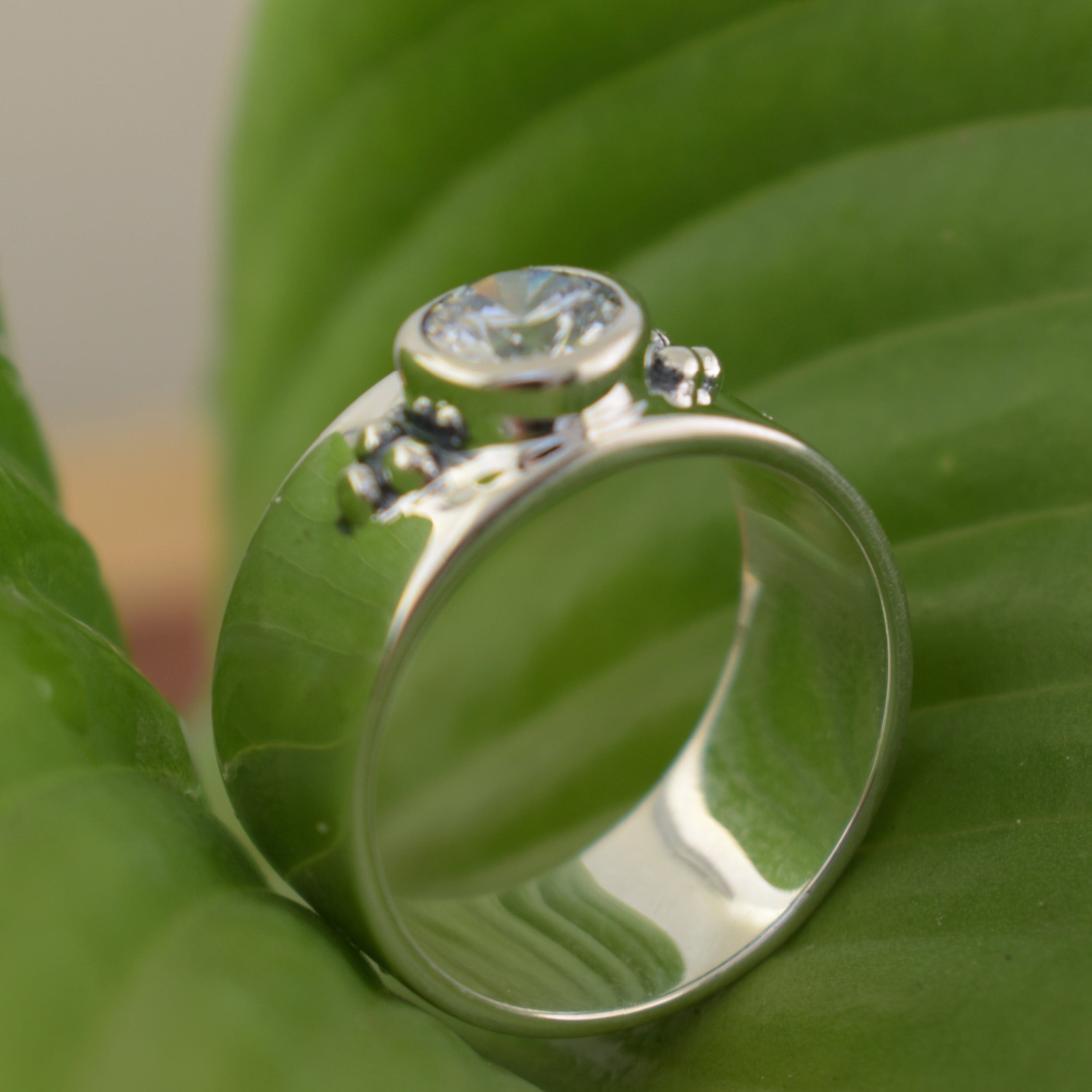 Wide band simple sterling silver ring