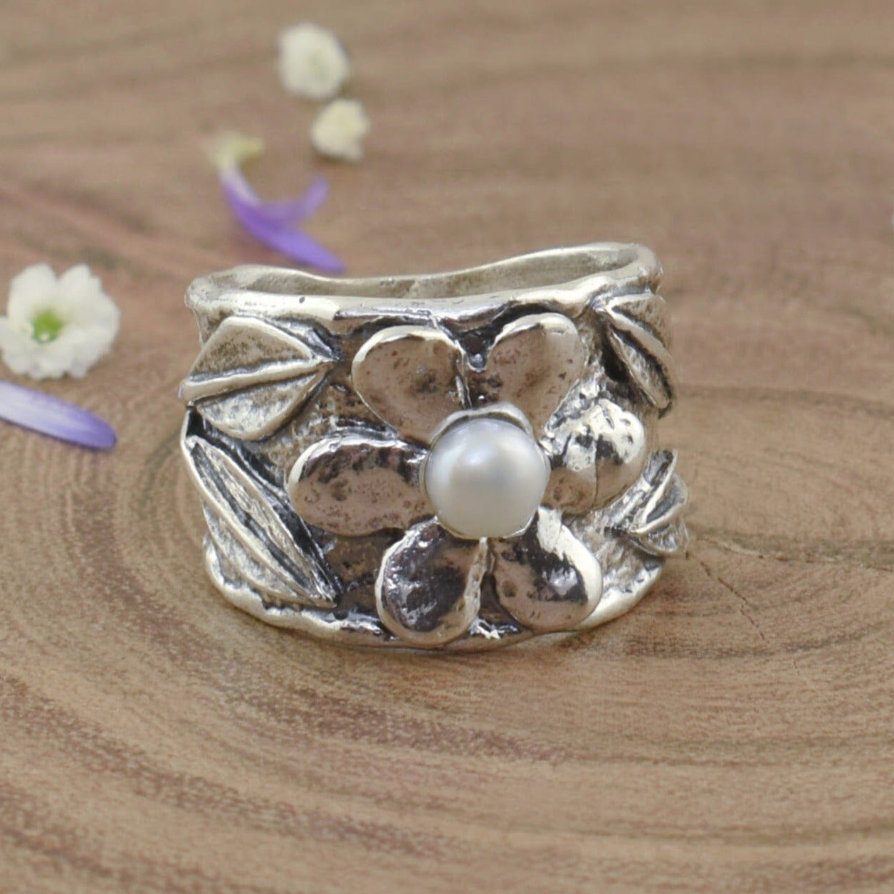 chunky sterling silver freshwater pearl ring