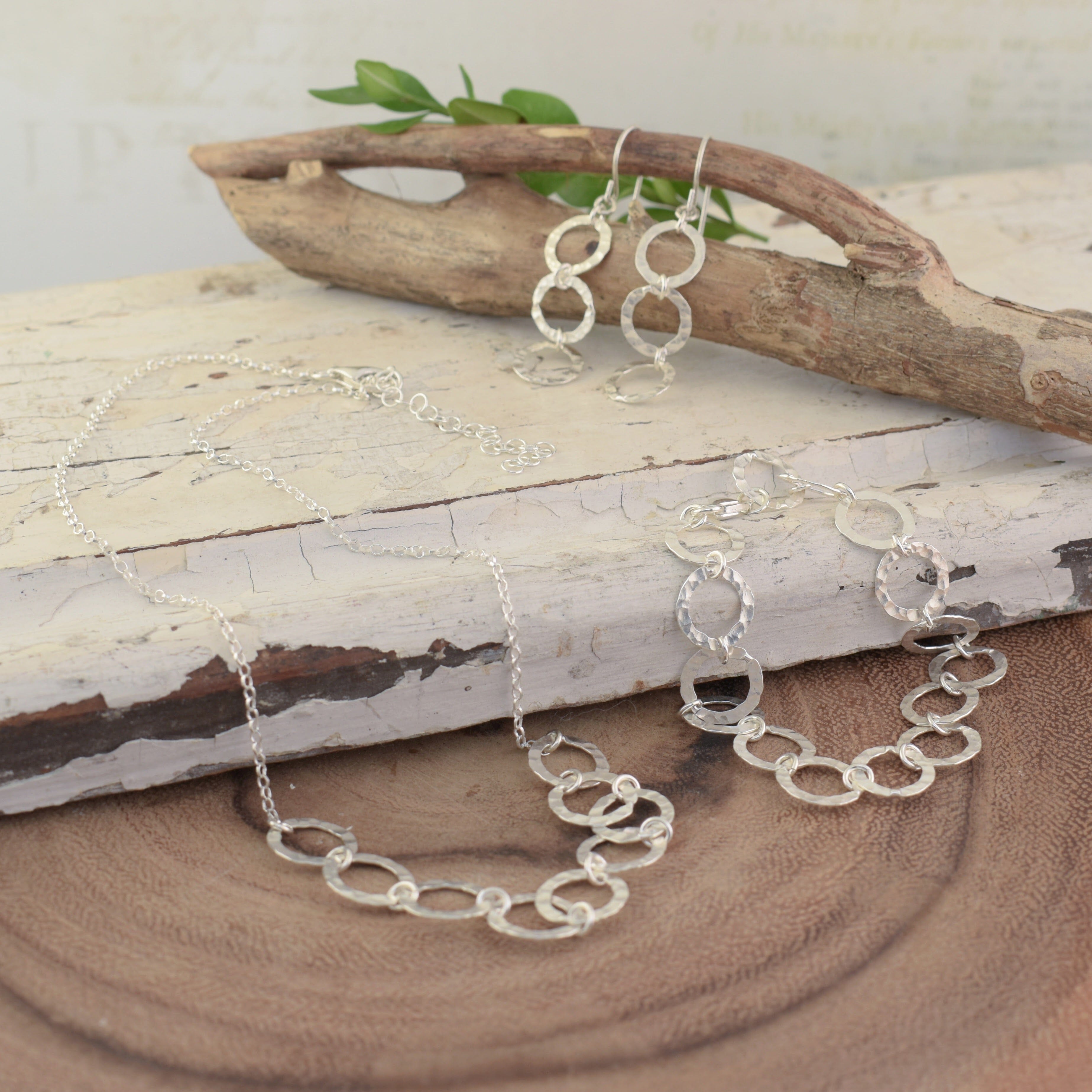 Going My Way matching sterling silver necklace, bracelet and earring set