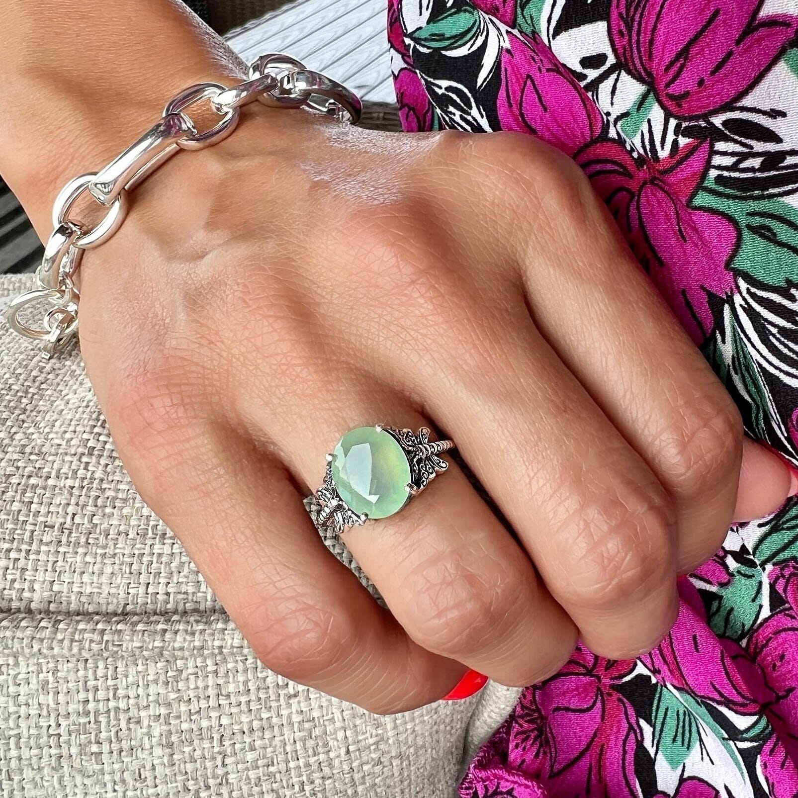 Honeydew ring paired with Linked Up Bracelet