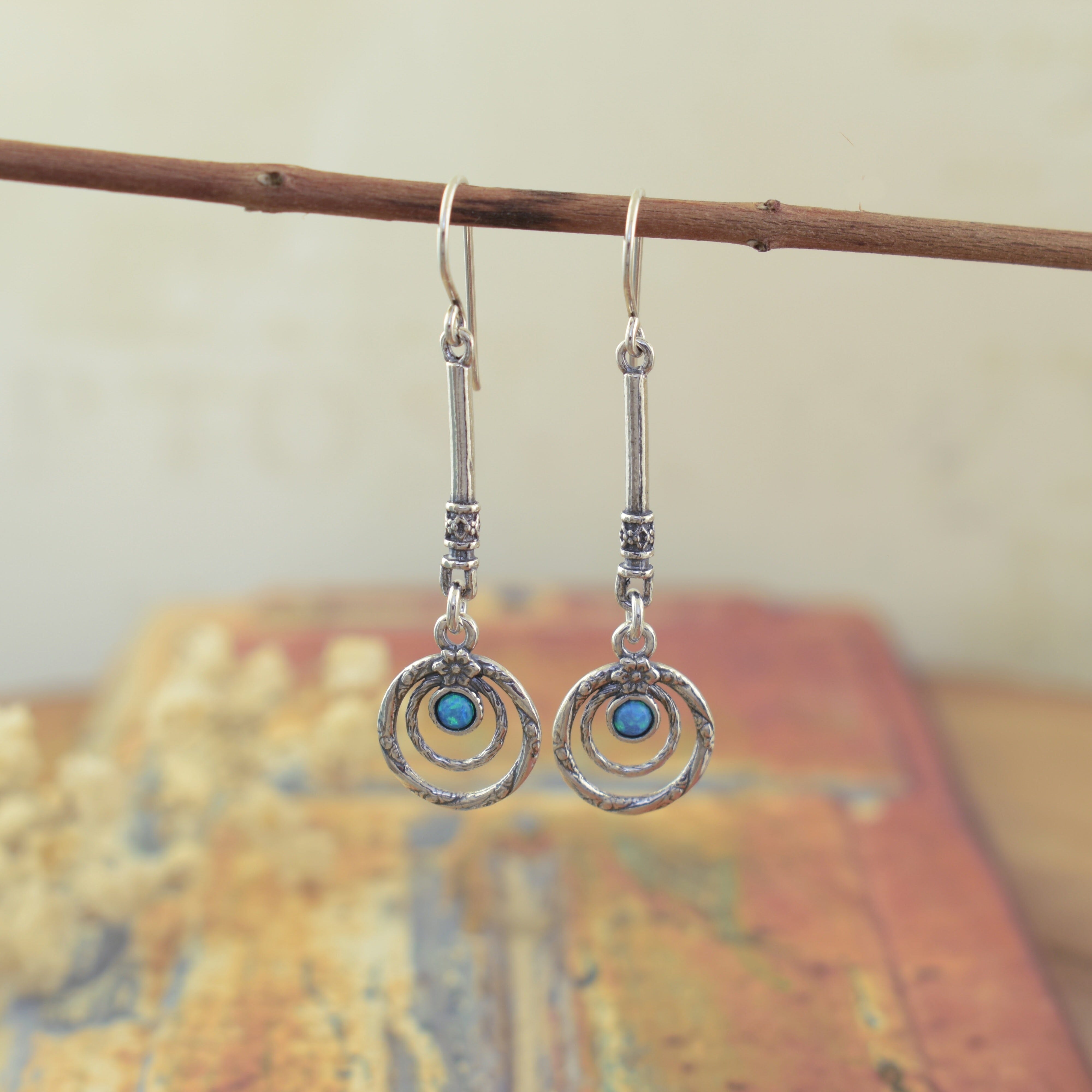 hand crafted earrings with flowers