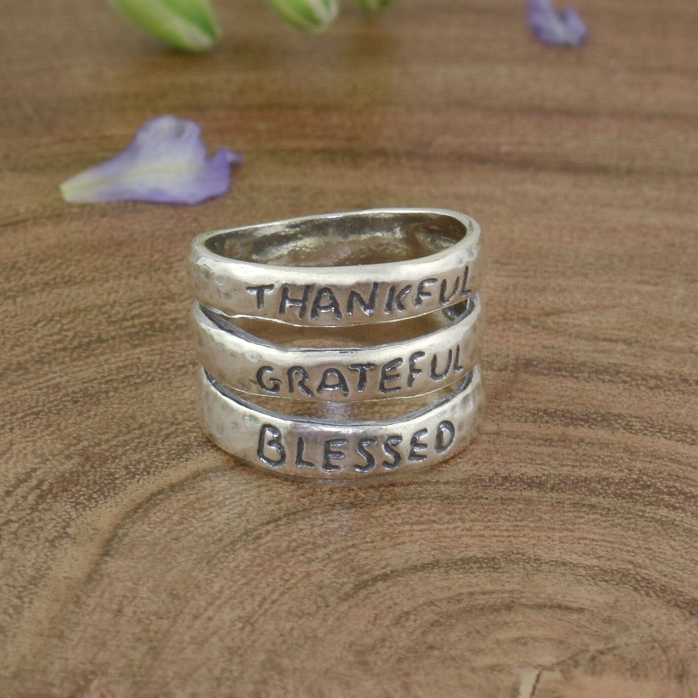 thankful, grateful, blessed ring