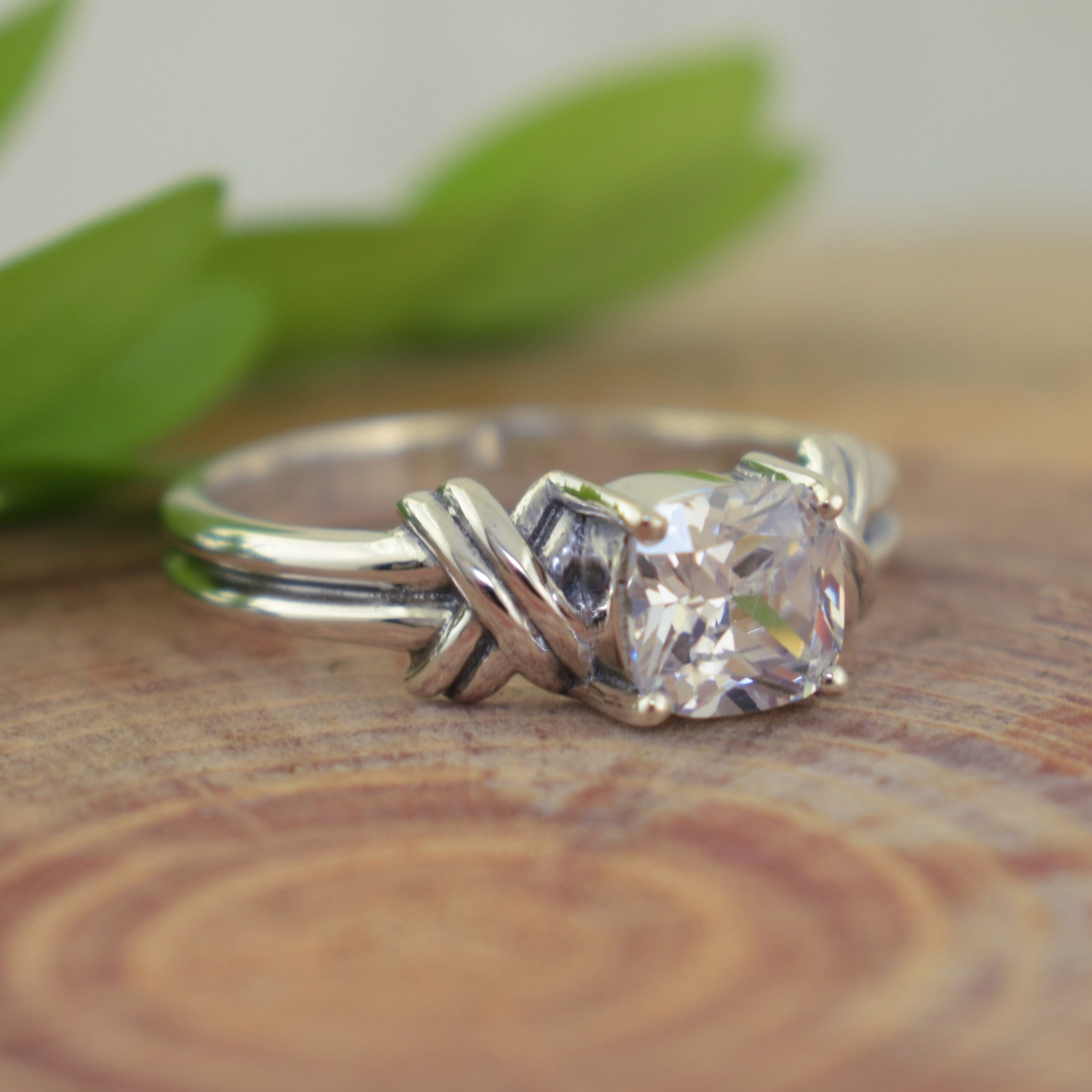 Designer sterling silver and cz ring Kiss Me Once