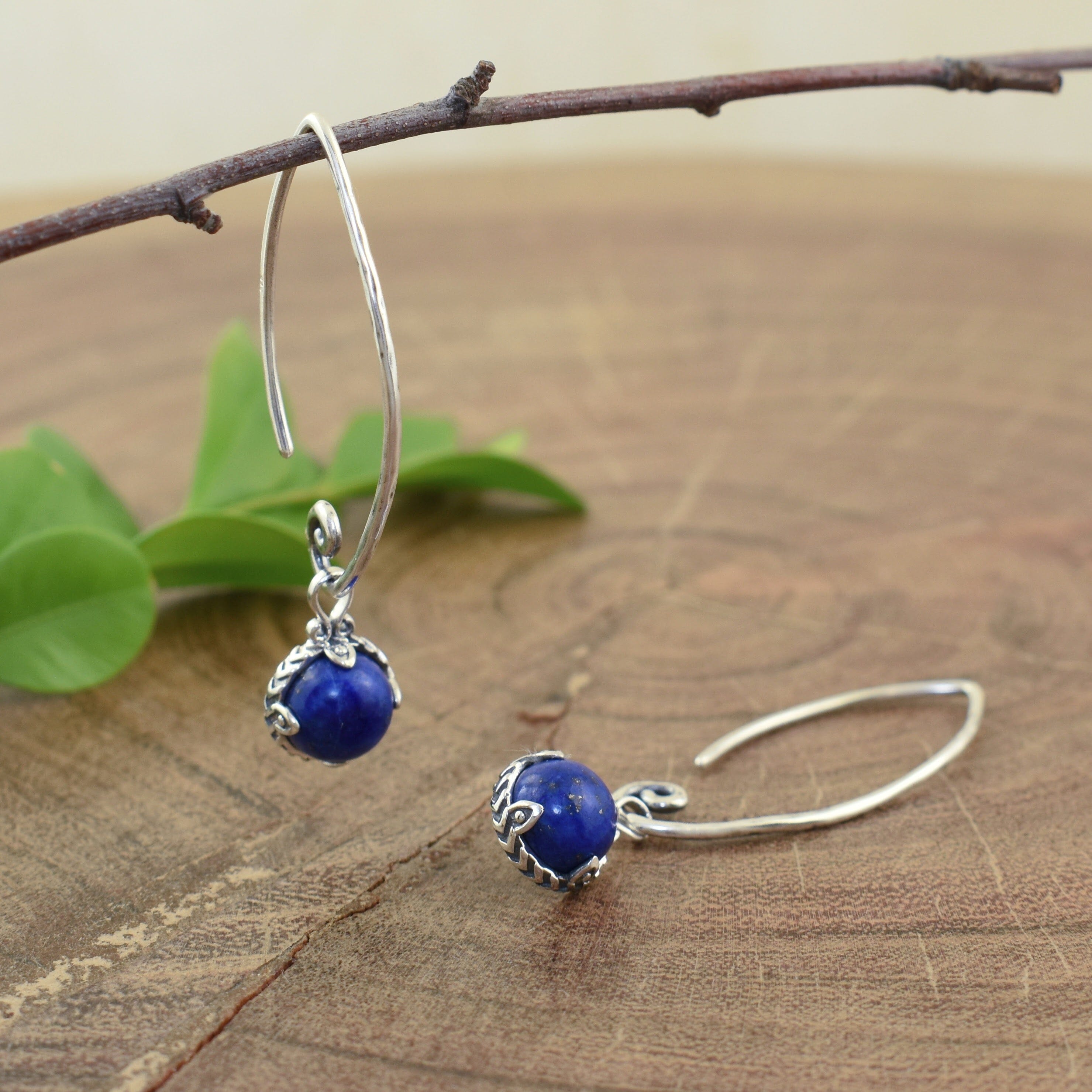 Sterling silver and blue lapis earrings