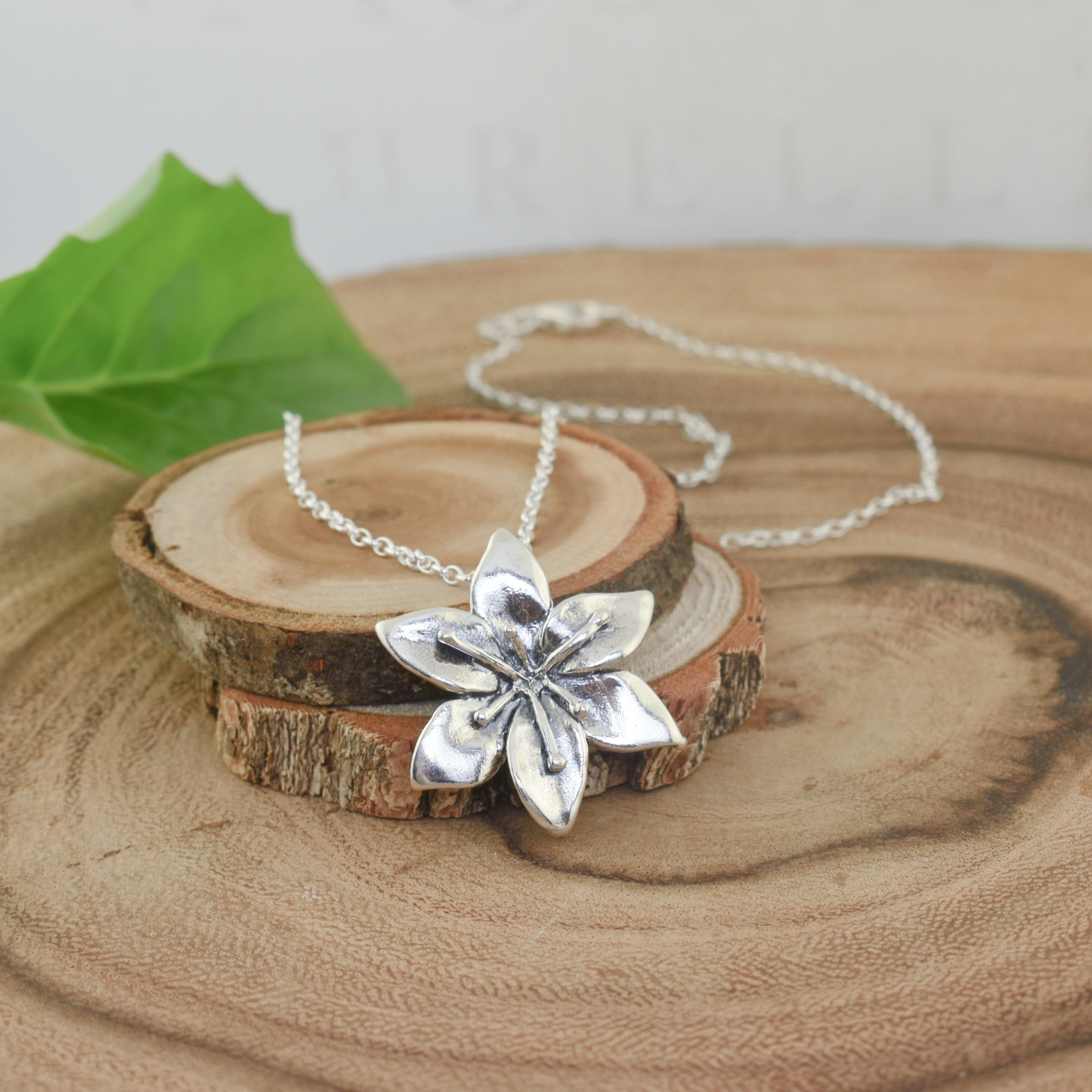 May birth flower necklace in sterling silver