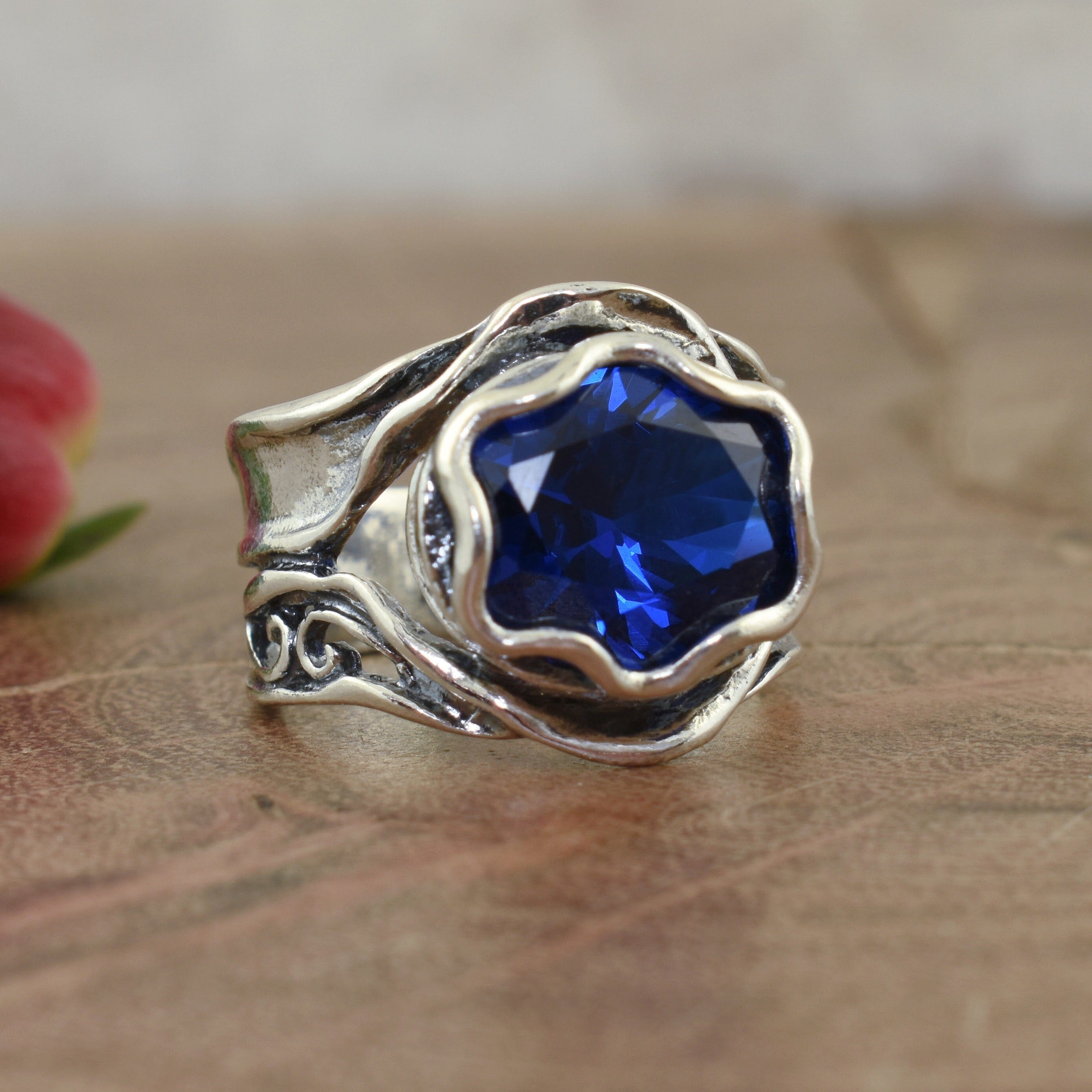.925 sterling silver sapphire ring