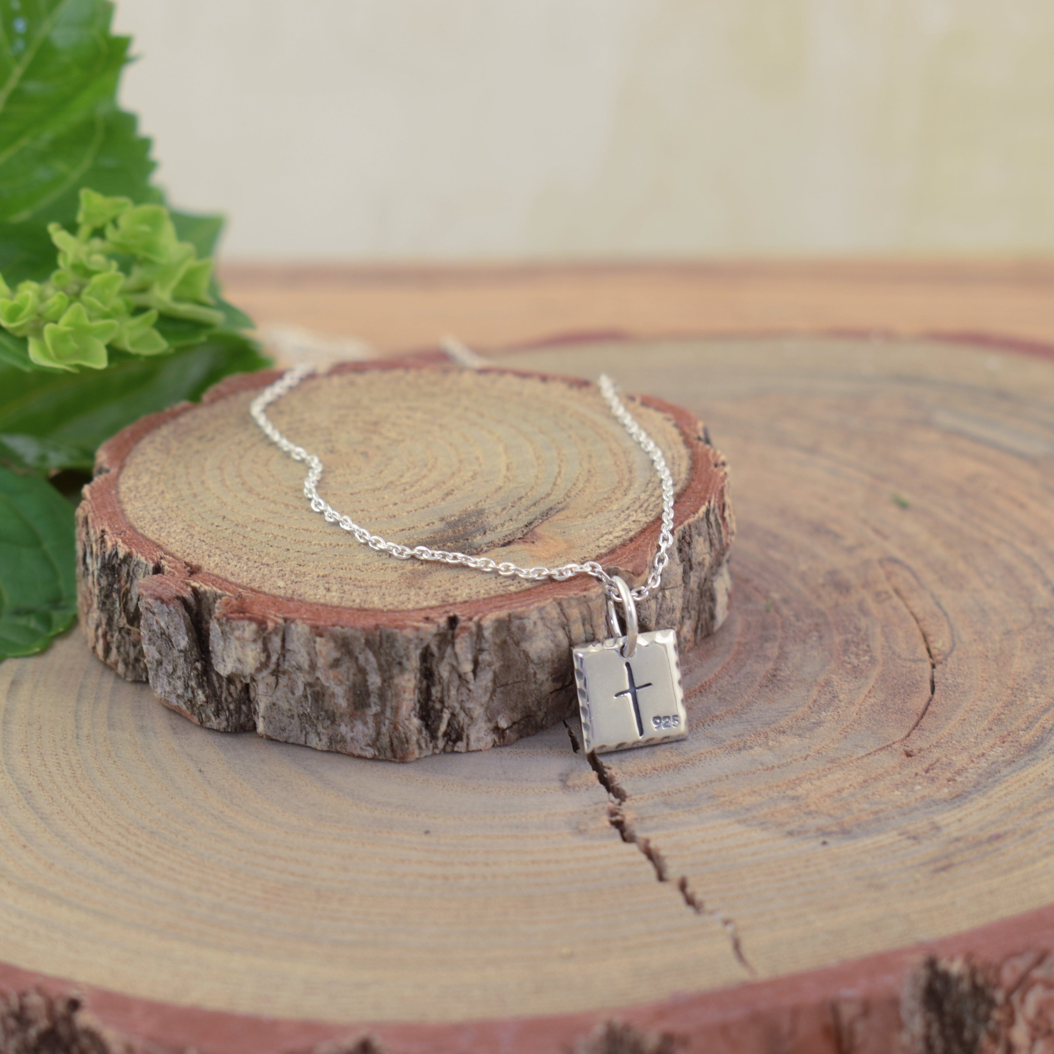 engraved 41 necklace in sterling silver with a cross on the back of the pendant