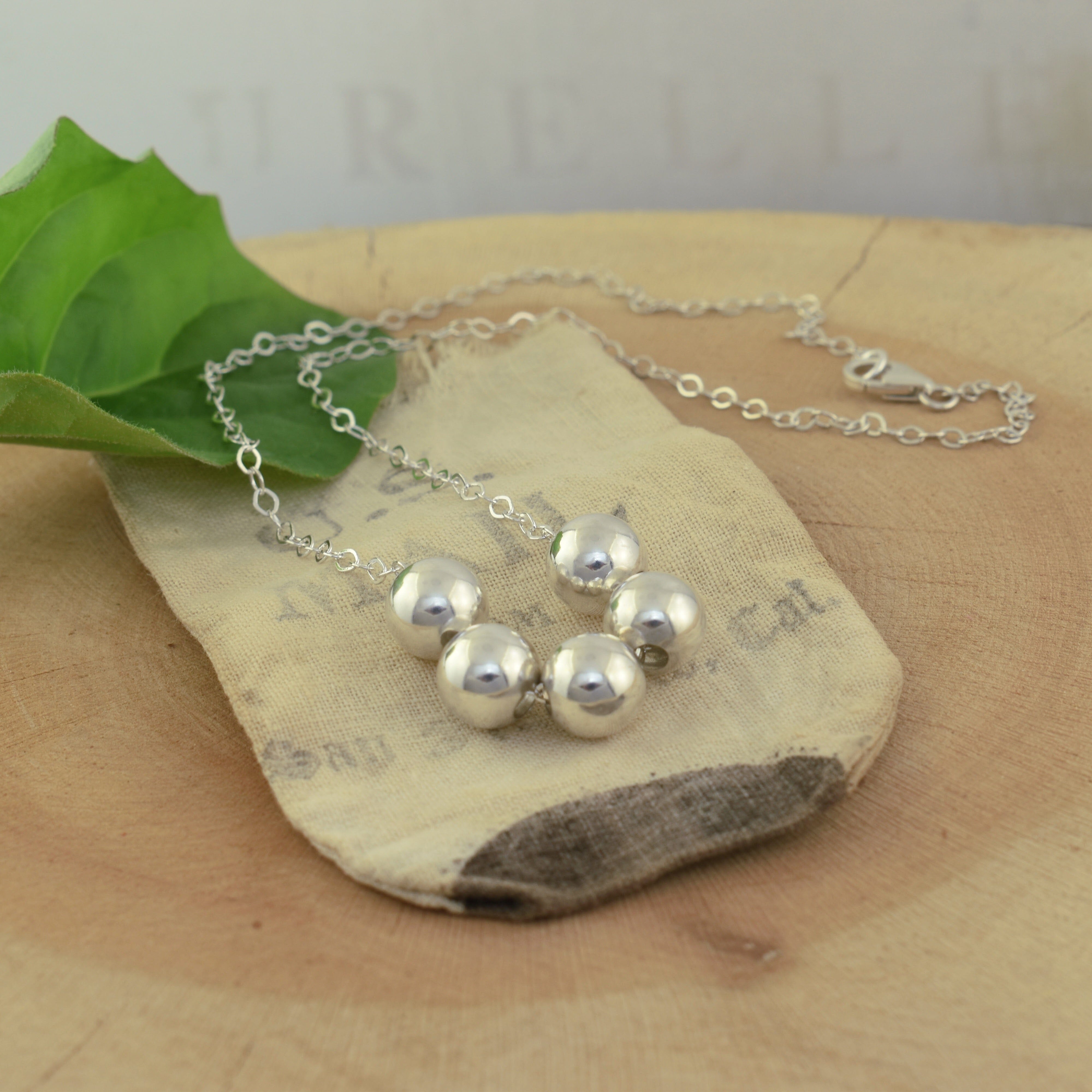 Handcrafted sterling silver bead necklace