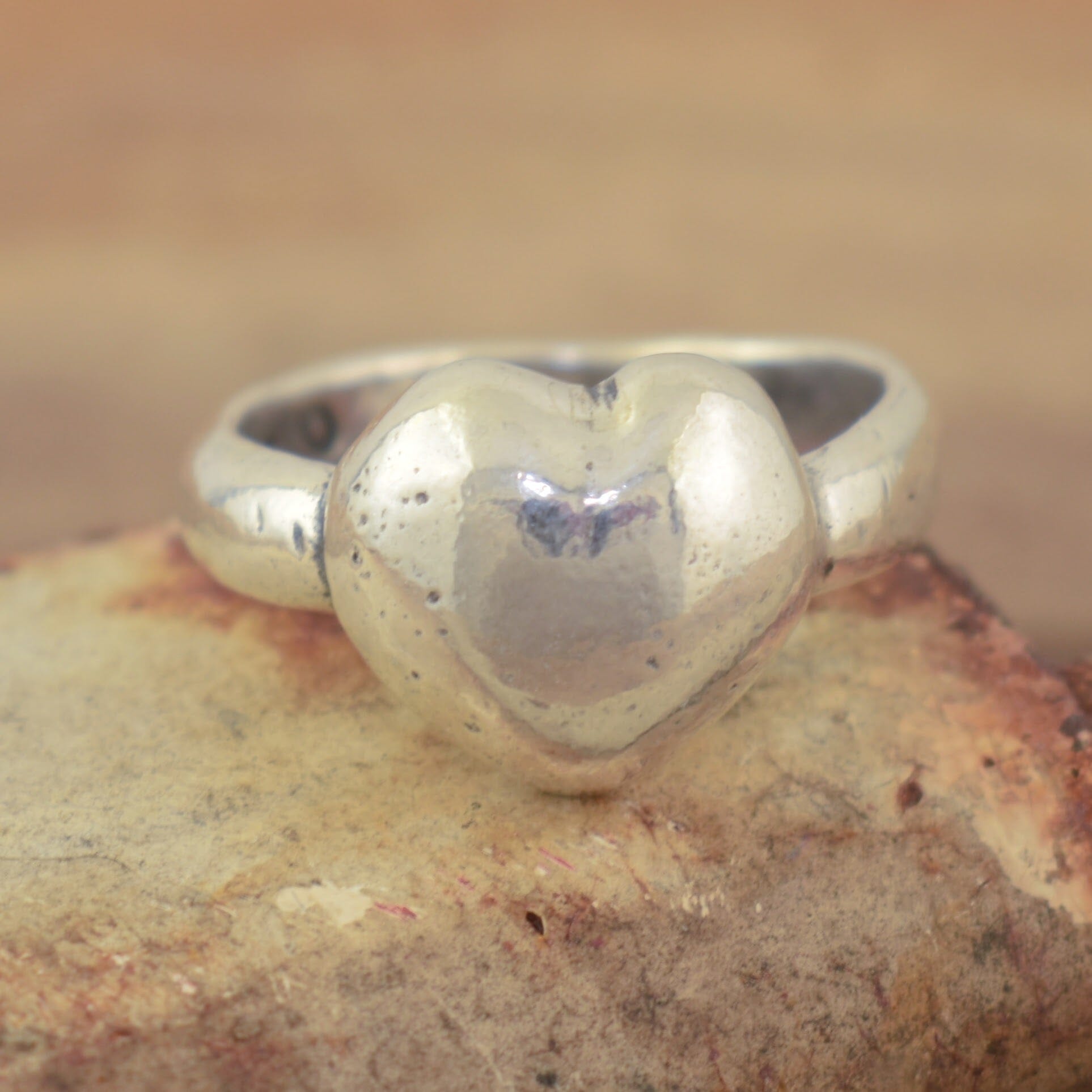 Sterling silver imperfect heart ring 