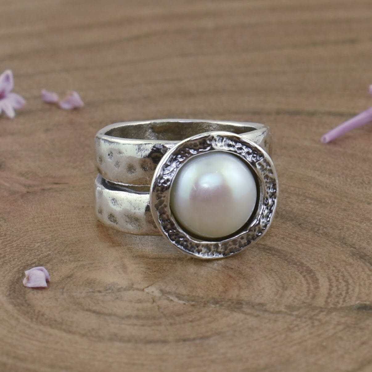 chunky sterling silver freshwater pearl ring