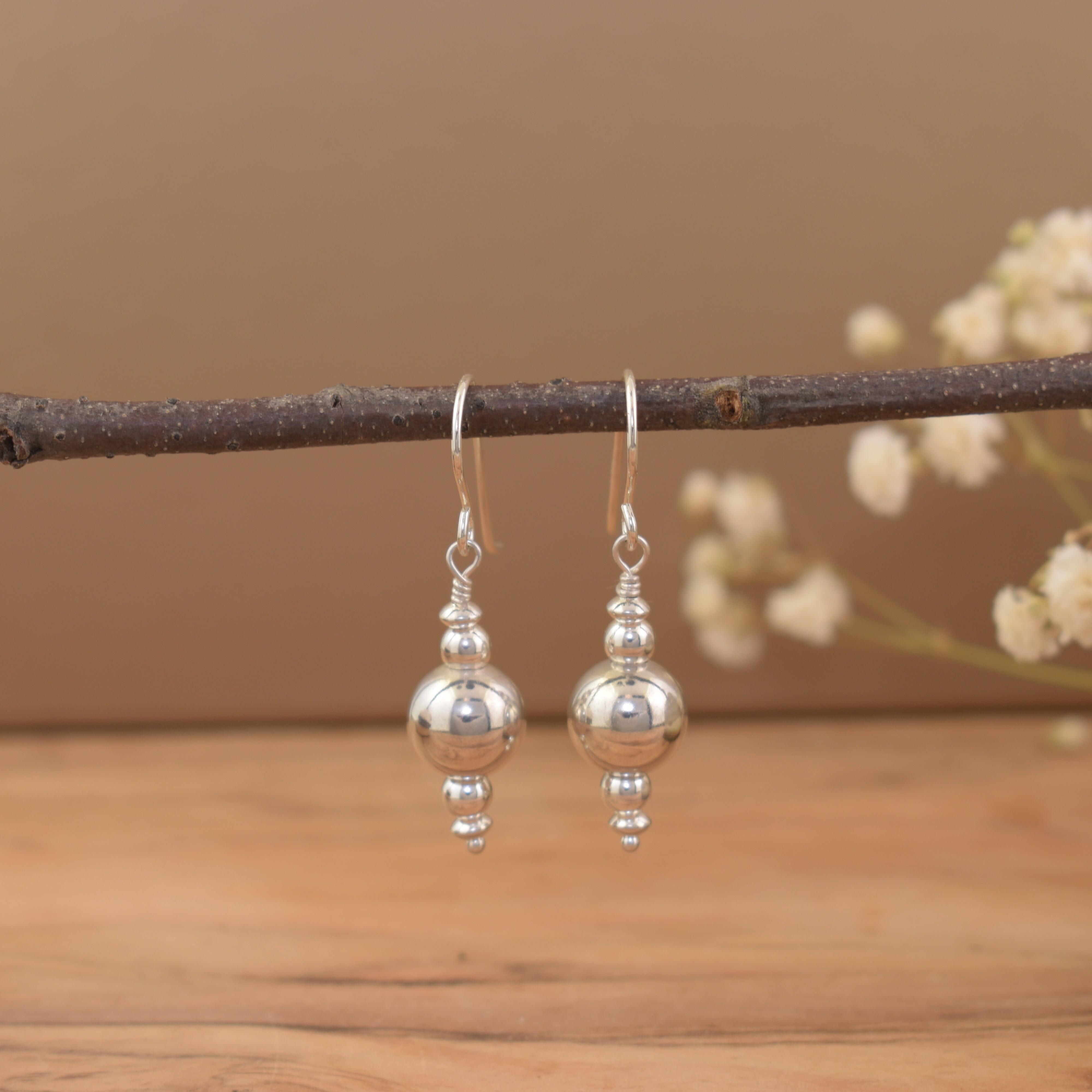 Beaded .925 sterling silver earrings on French wire hooks