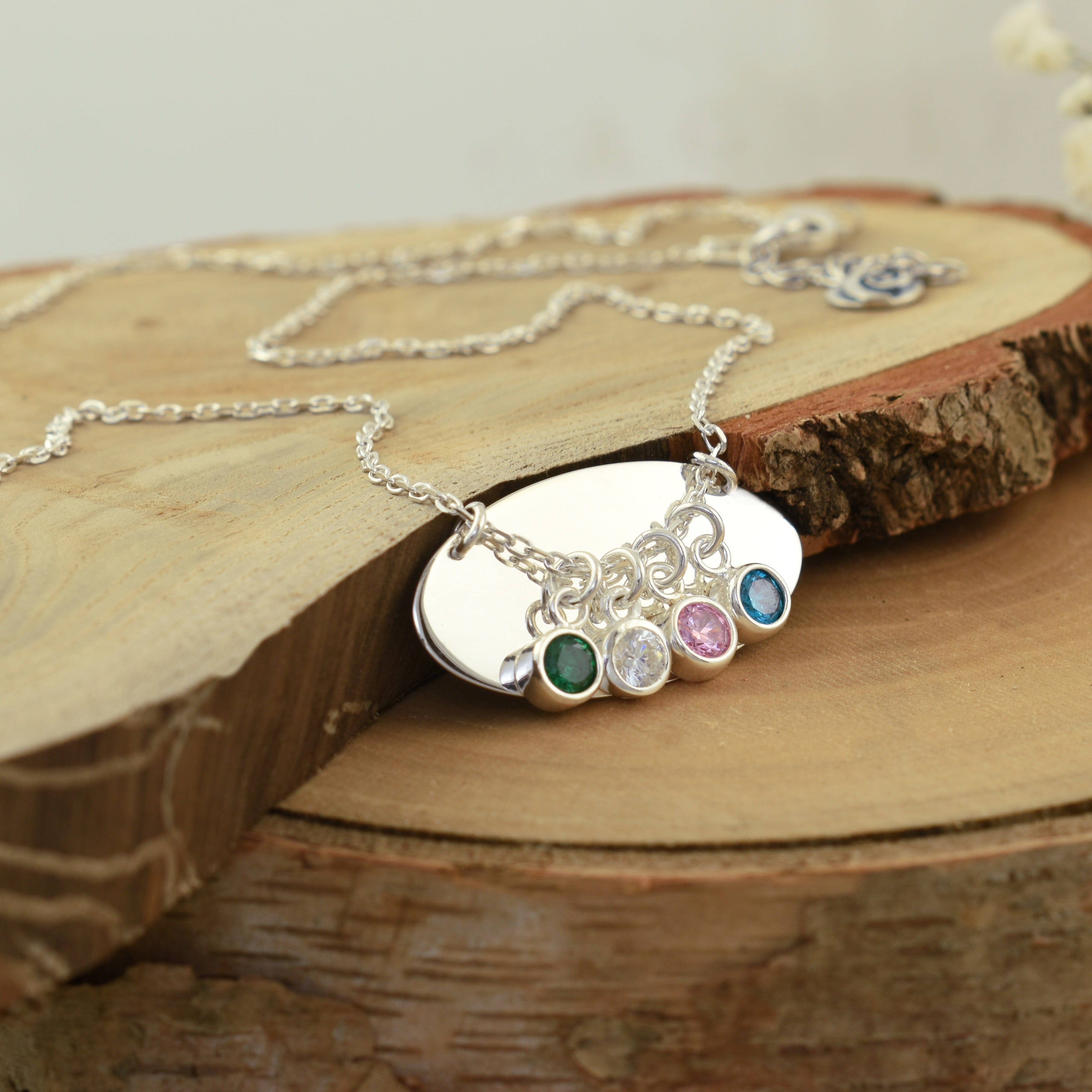 chunky personalized birthstone necklace - Family Reflections