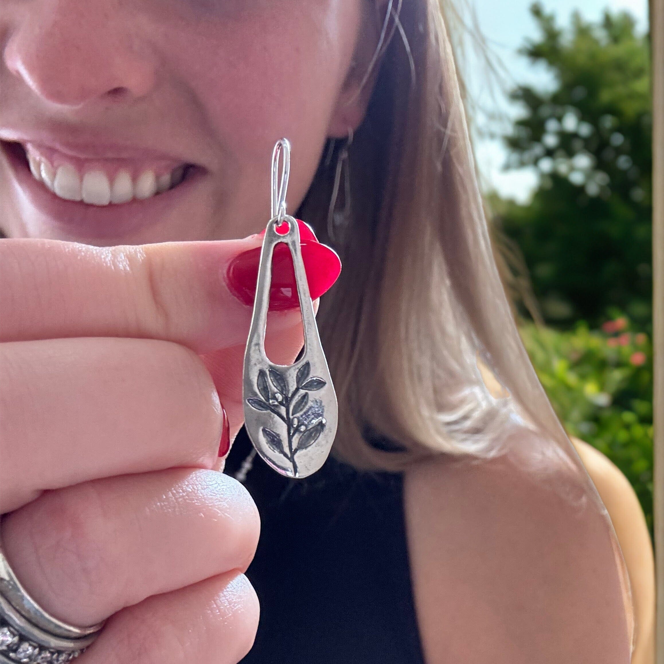 botanical silver designer earrings