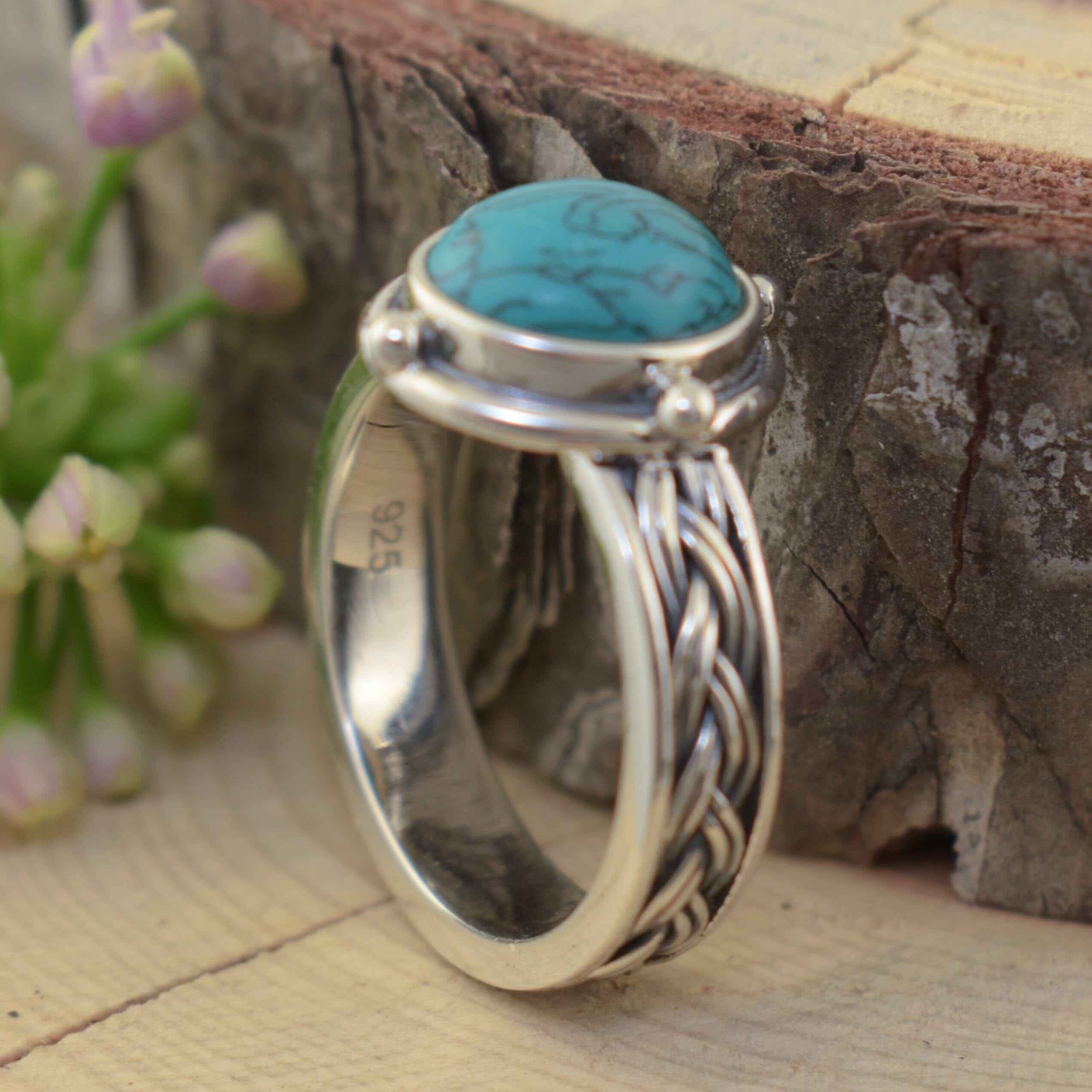 Silver Pony Girl ring with a bezel set stone 