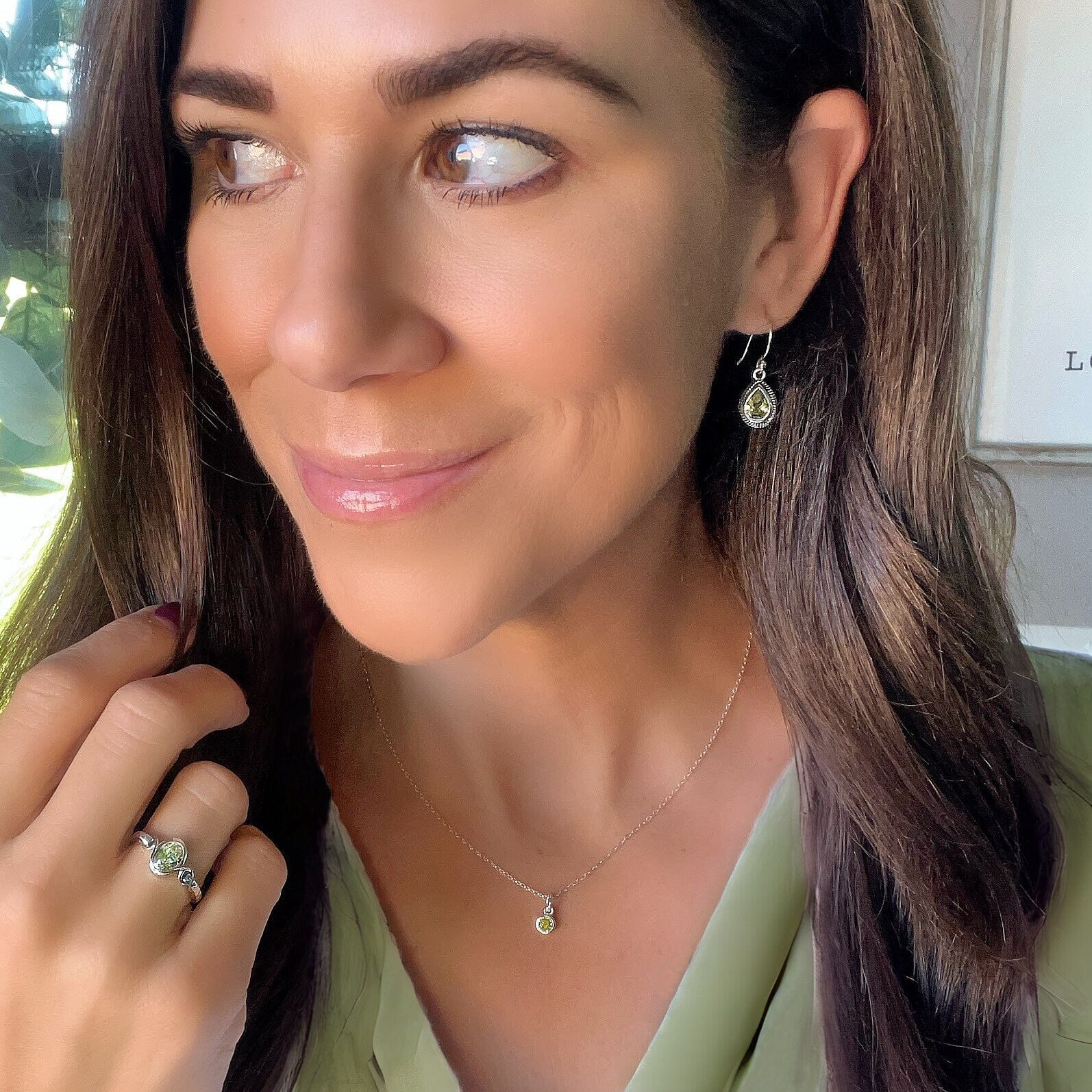 Pretty in Peridot Earrings paired with other peridot jewelry