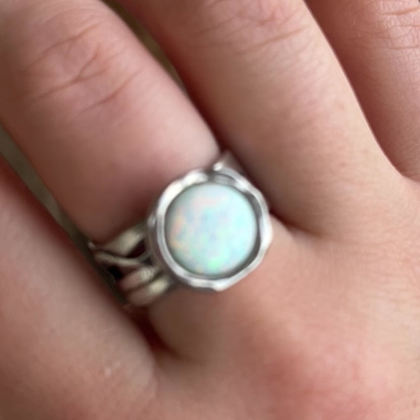 White Opal Ring