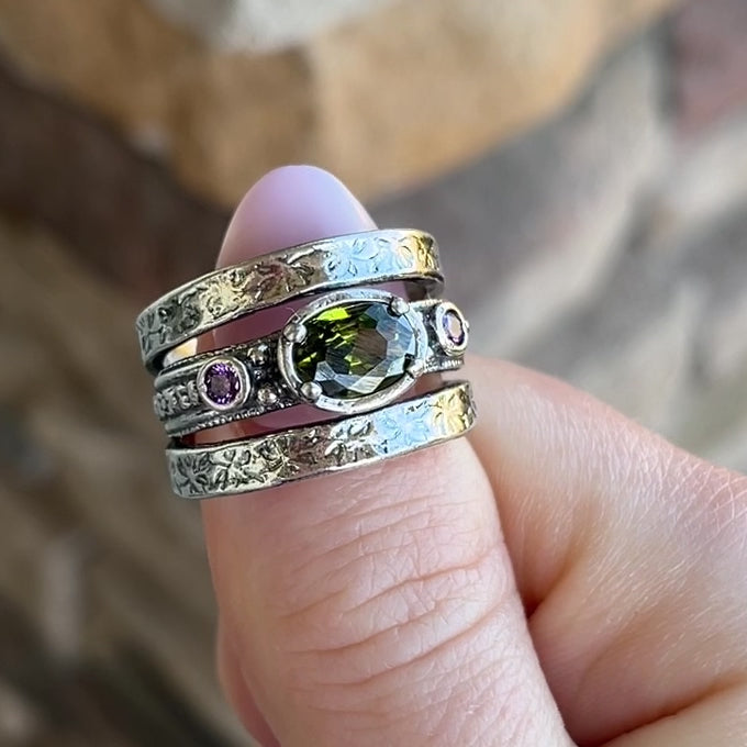 Olive and Orchid Ring