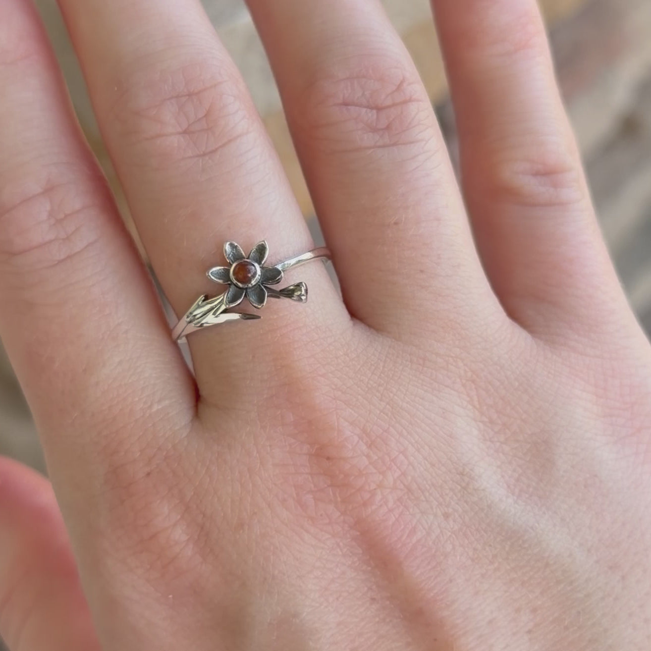 Petal Pusher Ring - Sterling Silver