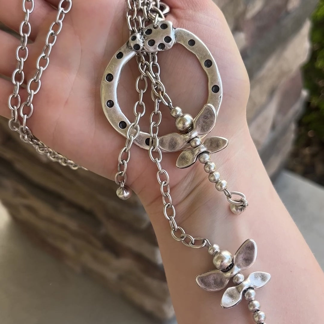 Dragonfly Cascade Lariat Necklace