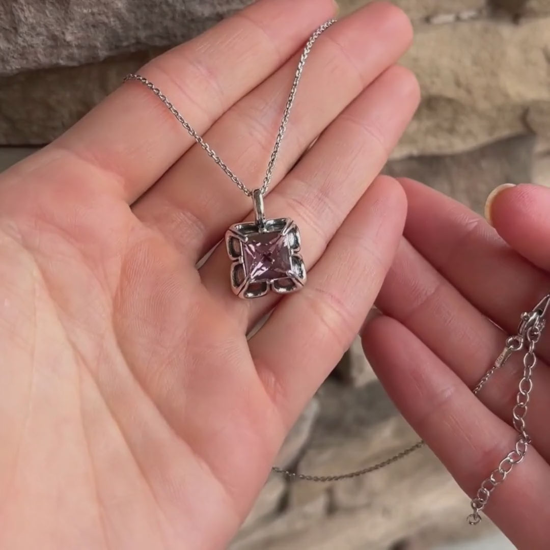 Pretty in Pink Necklace featuring plum pink cz
