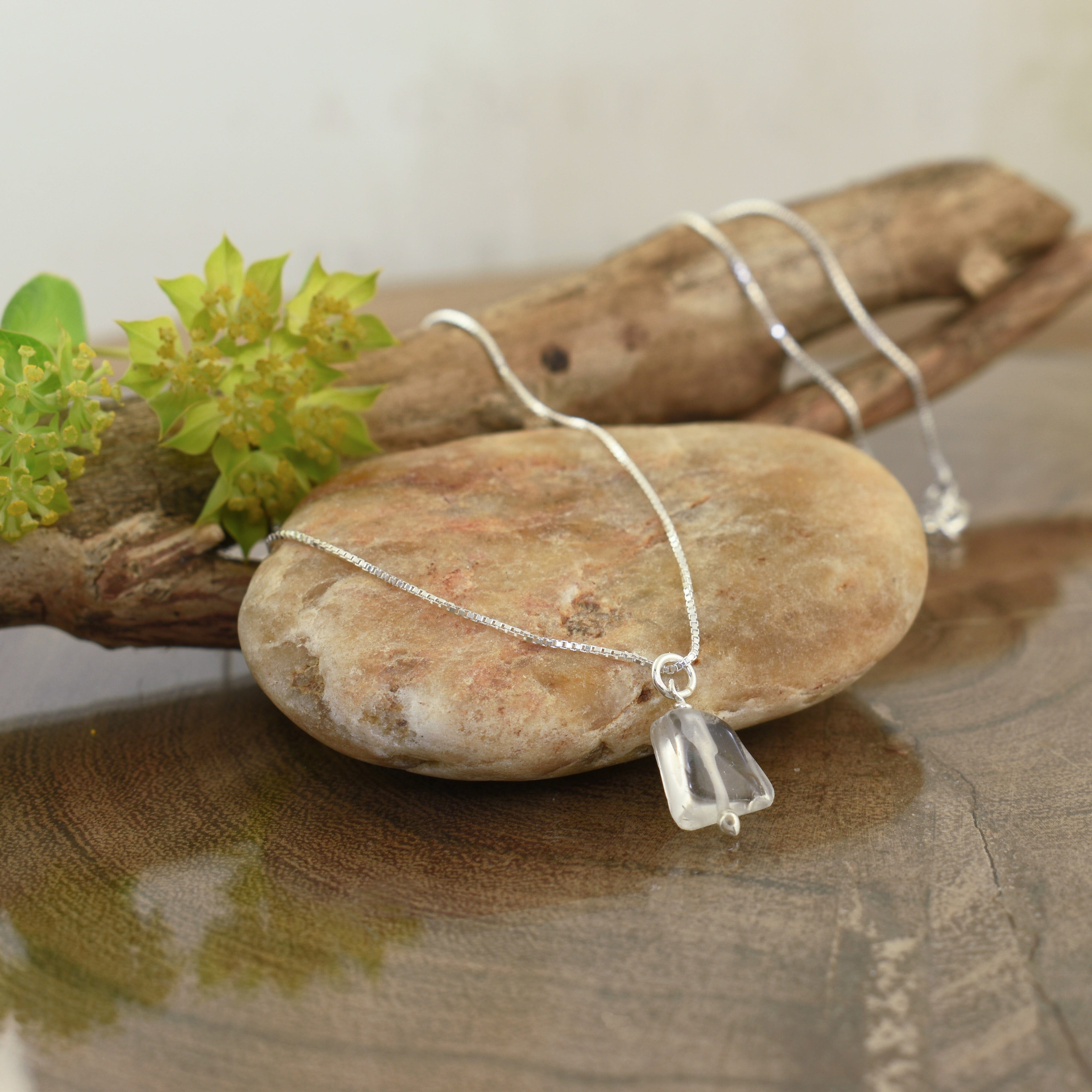 .925 sterling silver and white quartz necklace