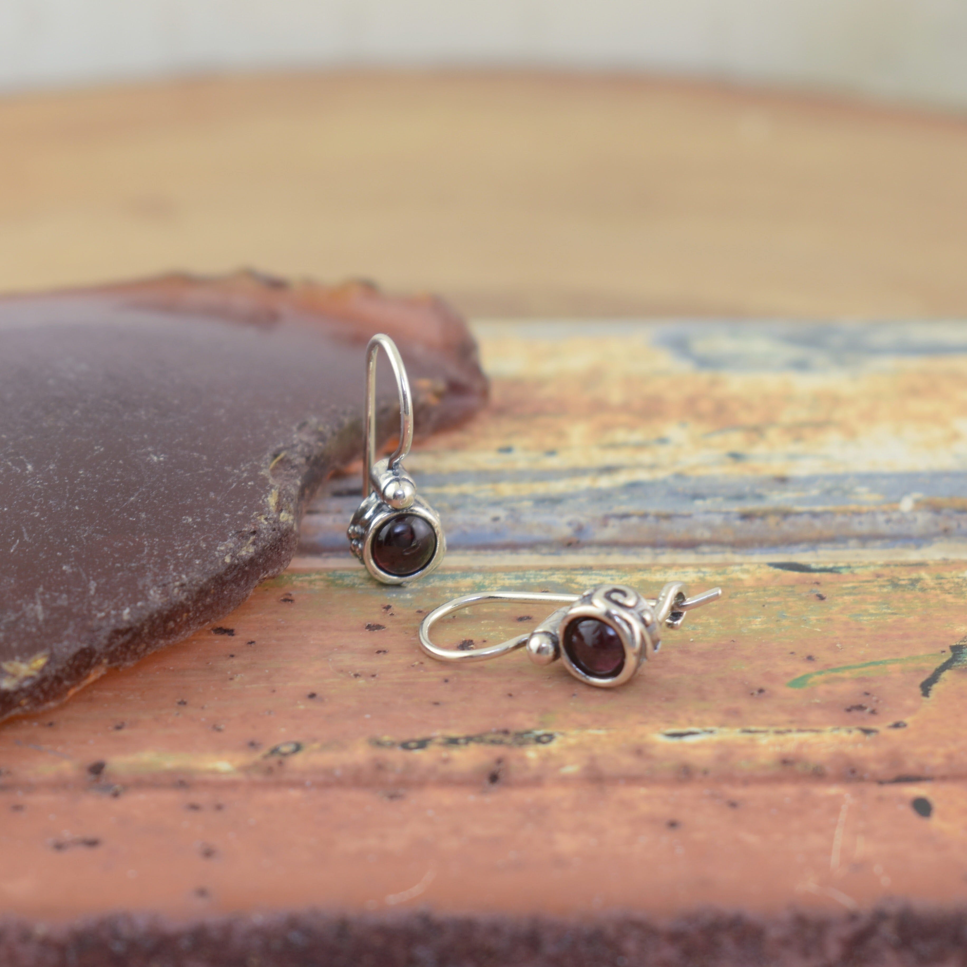 garnet stone earrings