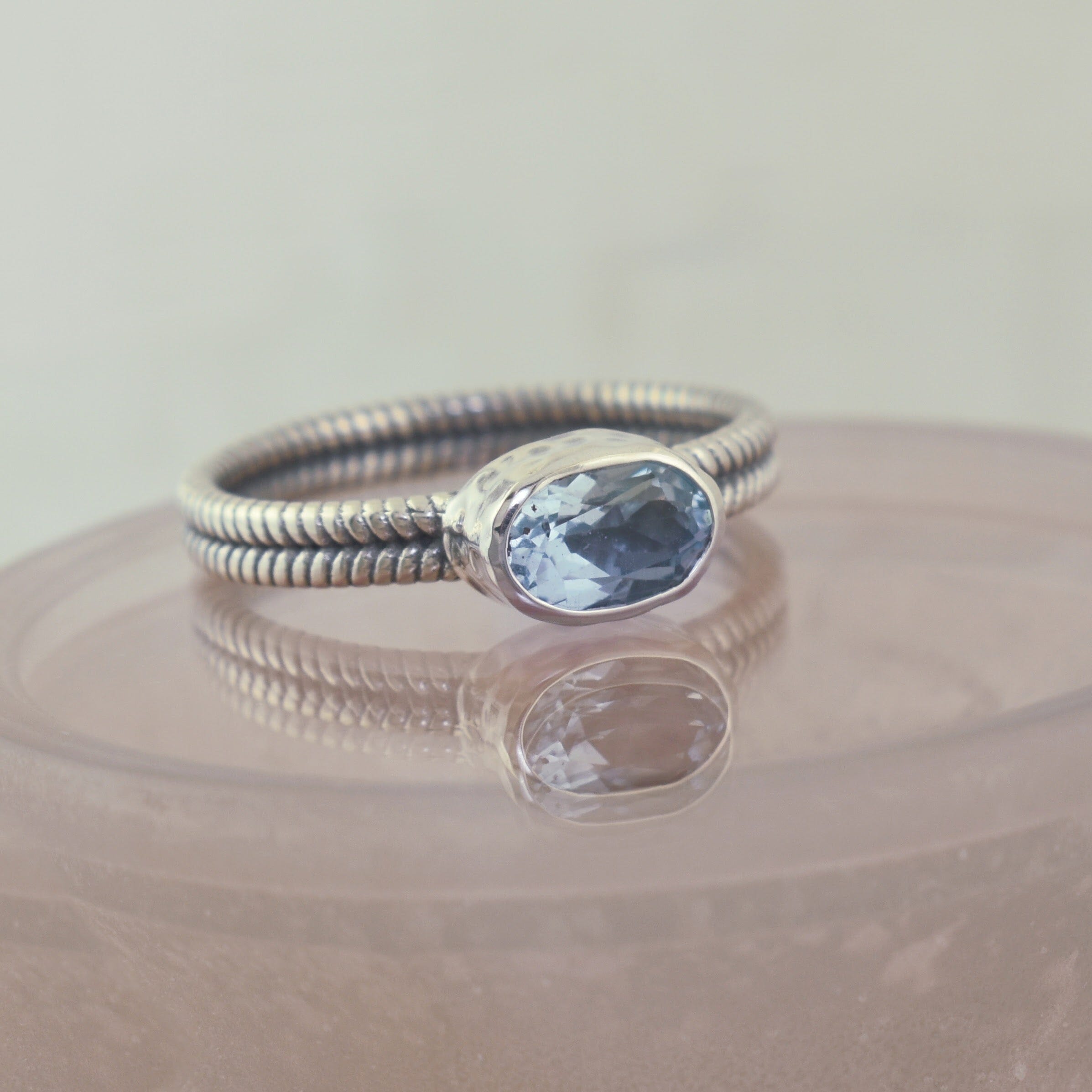 Sterling silver and blue topaz ring Sea Salt
