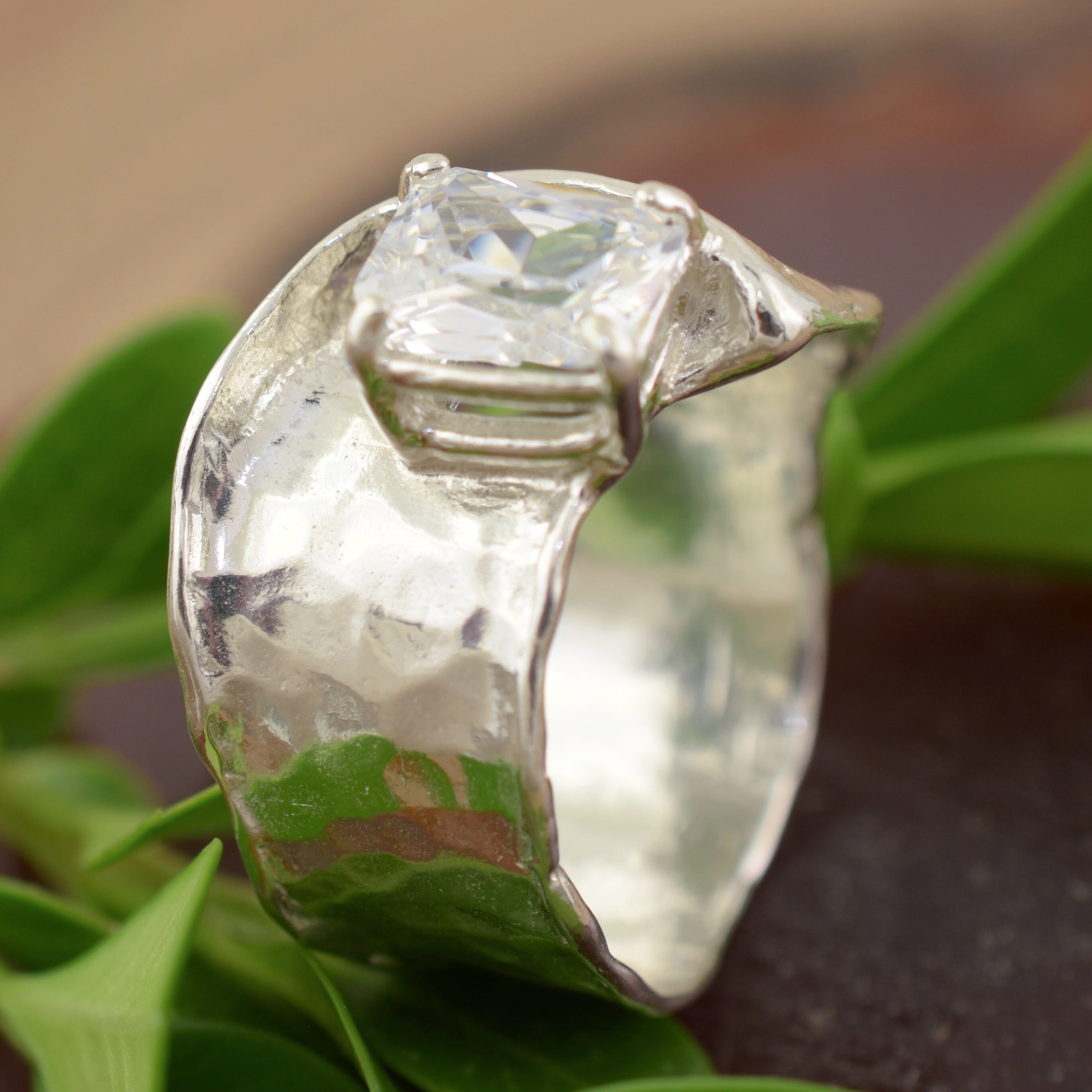 hammered .925 silver ring