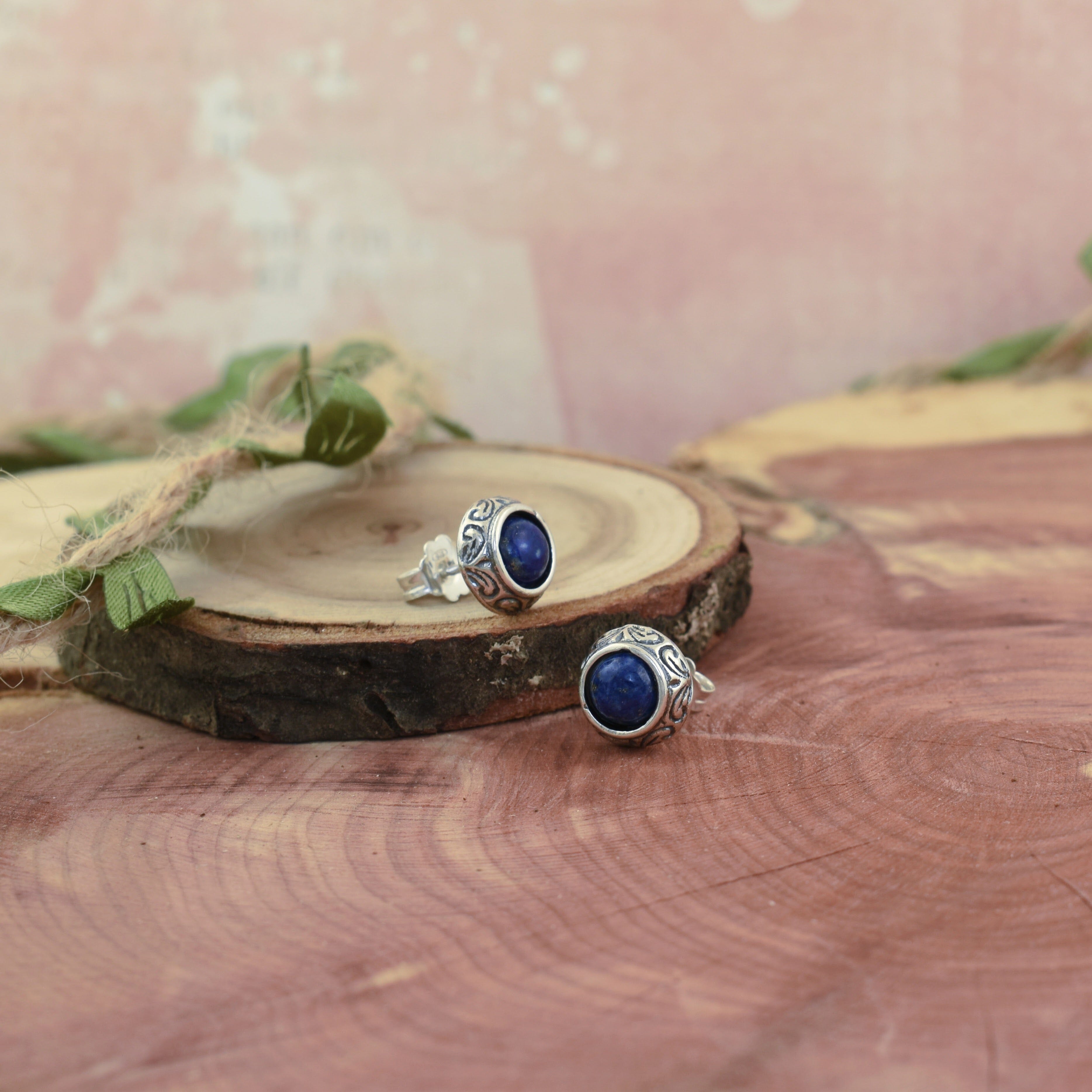 .925 sterling silver and blue lapis stud earrings