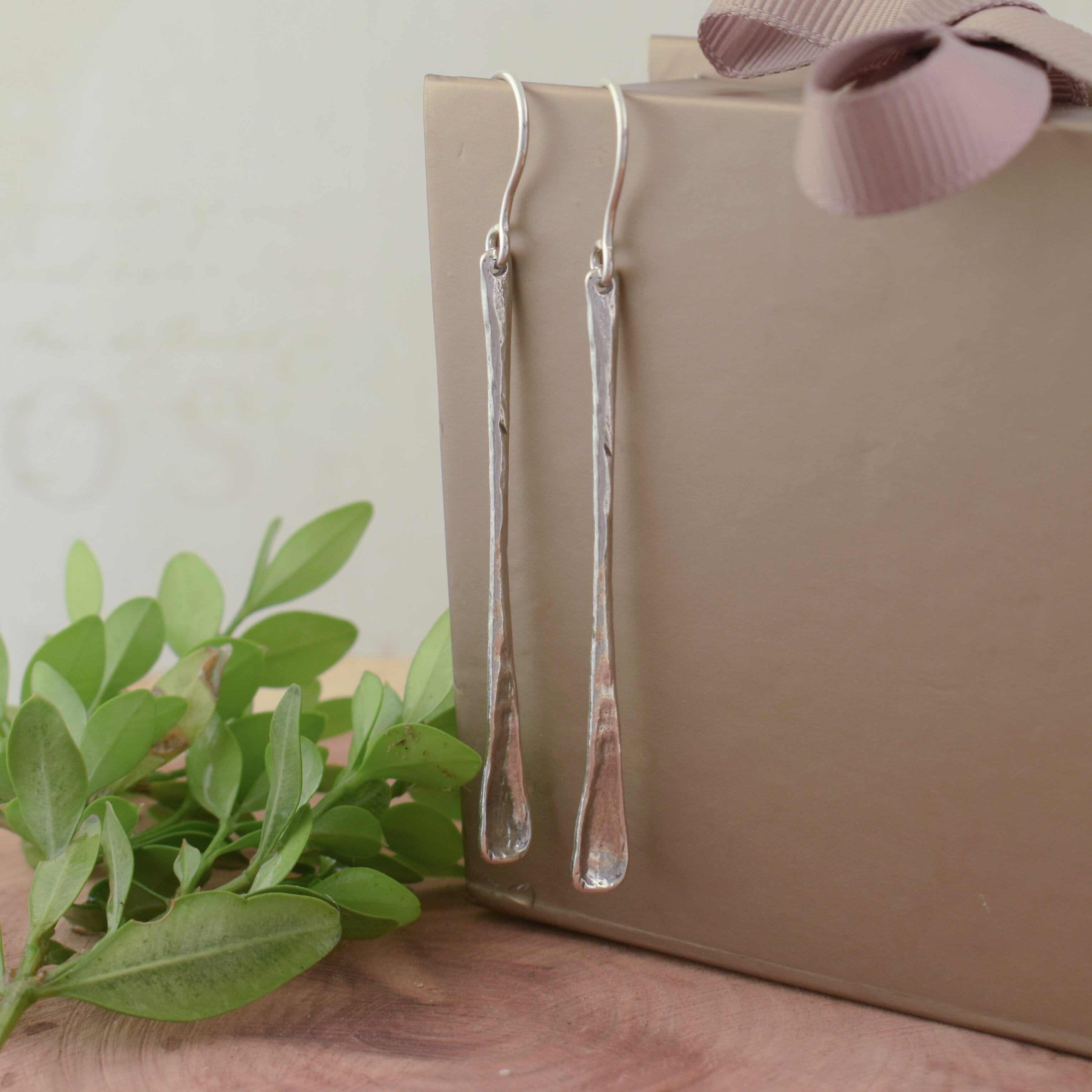 sleek organic style earrings in sterling silver
