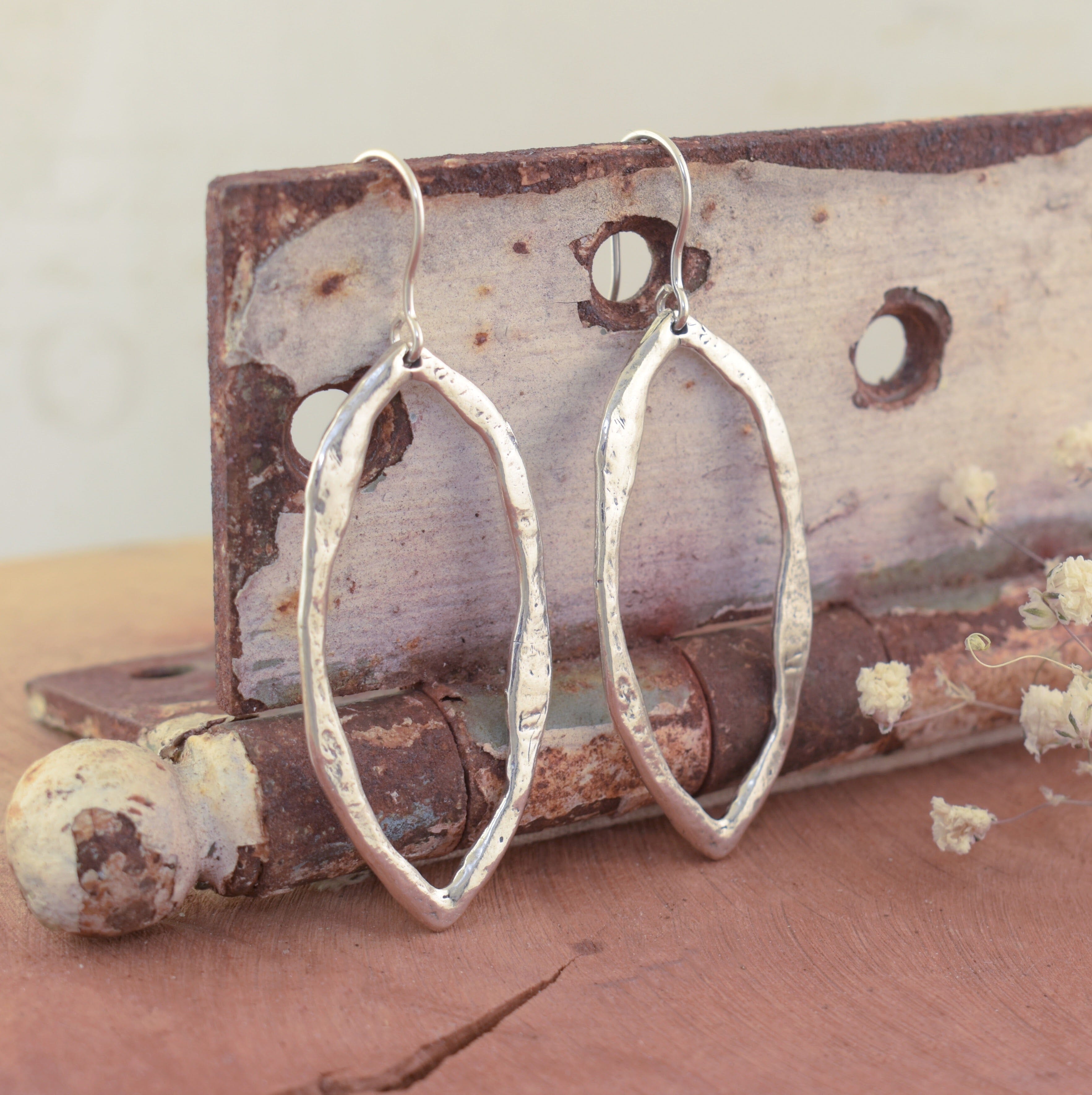 Sterling silver hand crafted organic shaped earrings 