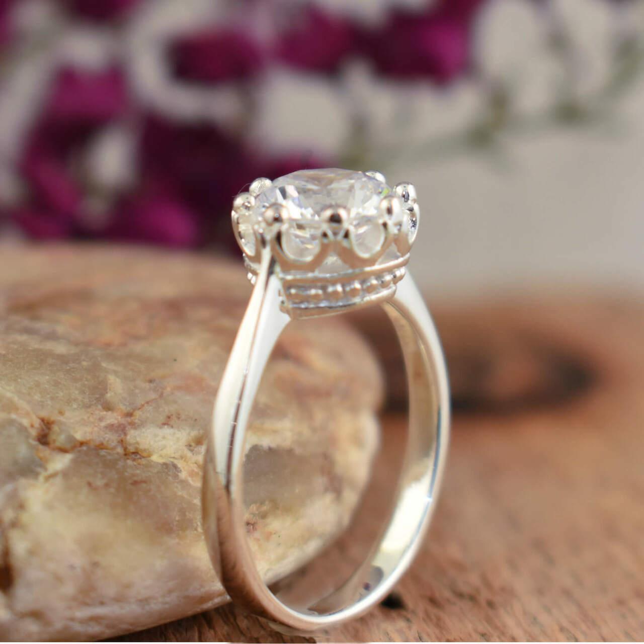 CZ centered ring with a crown setting