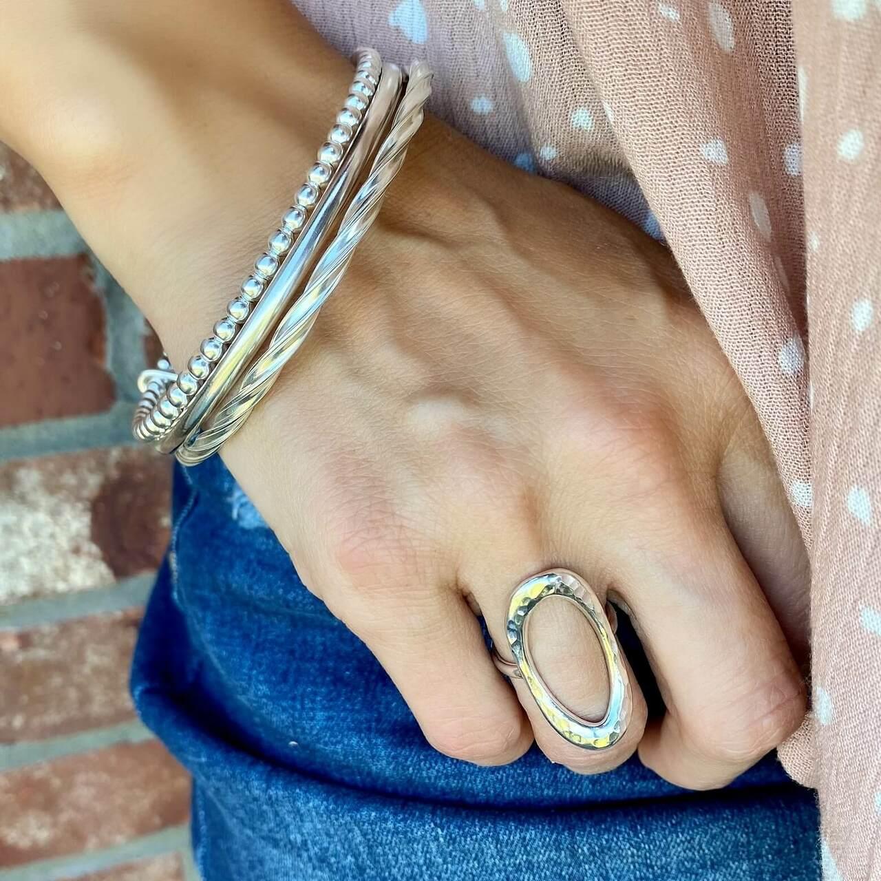 All the Rage Bangle paired with the Ramble Ring
