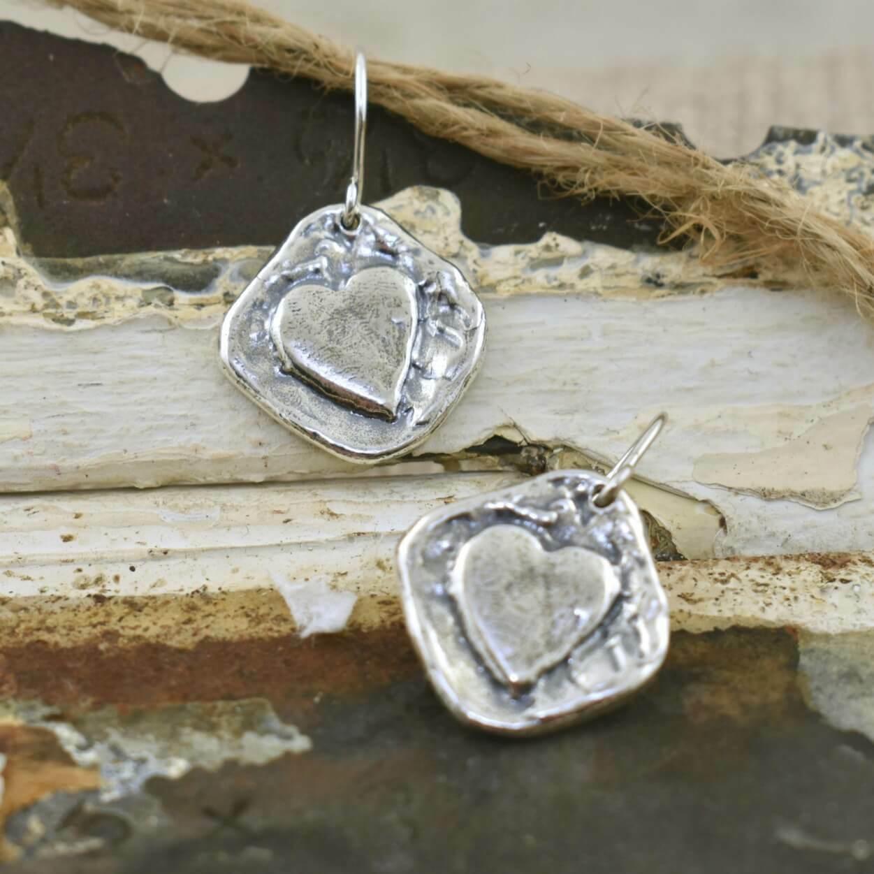 Sterling silver hook heart earrings