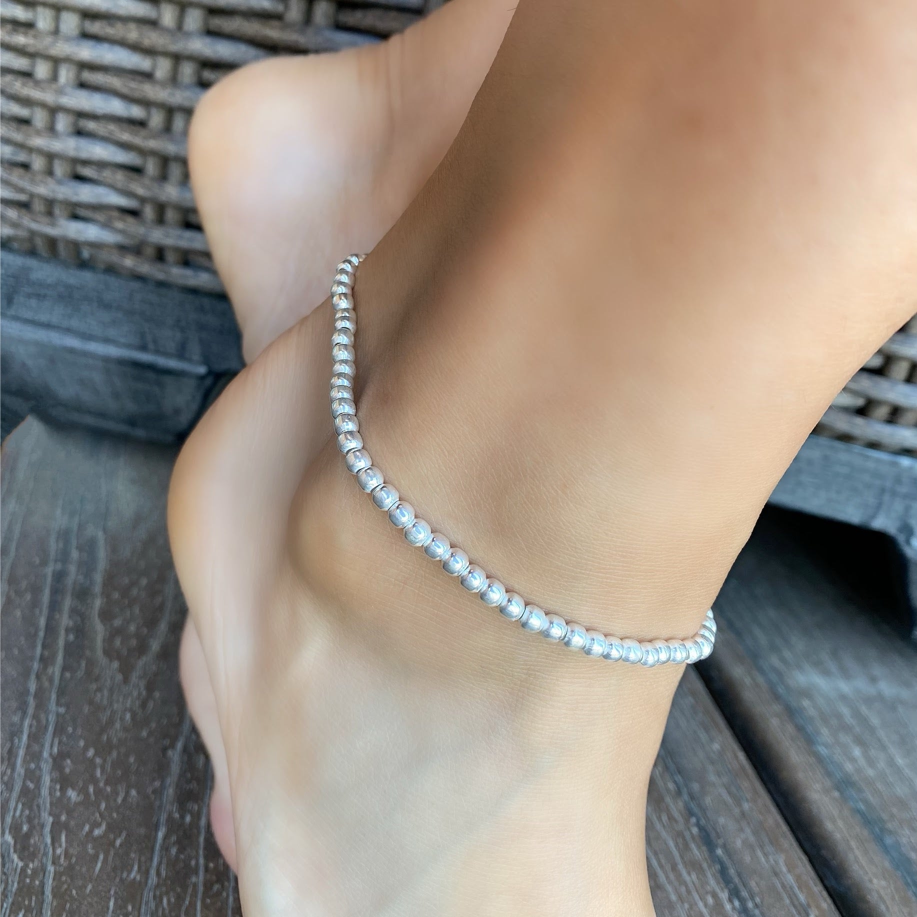 Beaded Stretch Anklet - 4mm