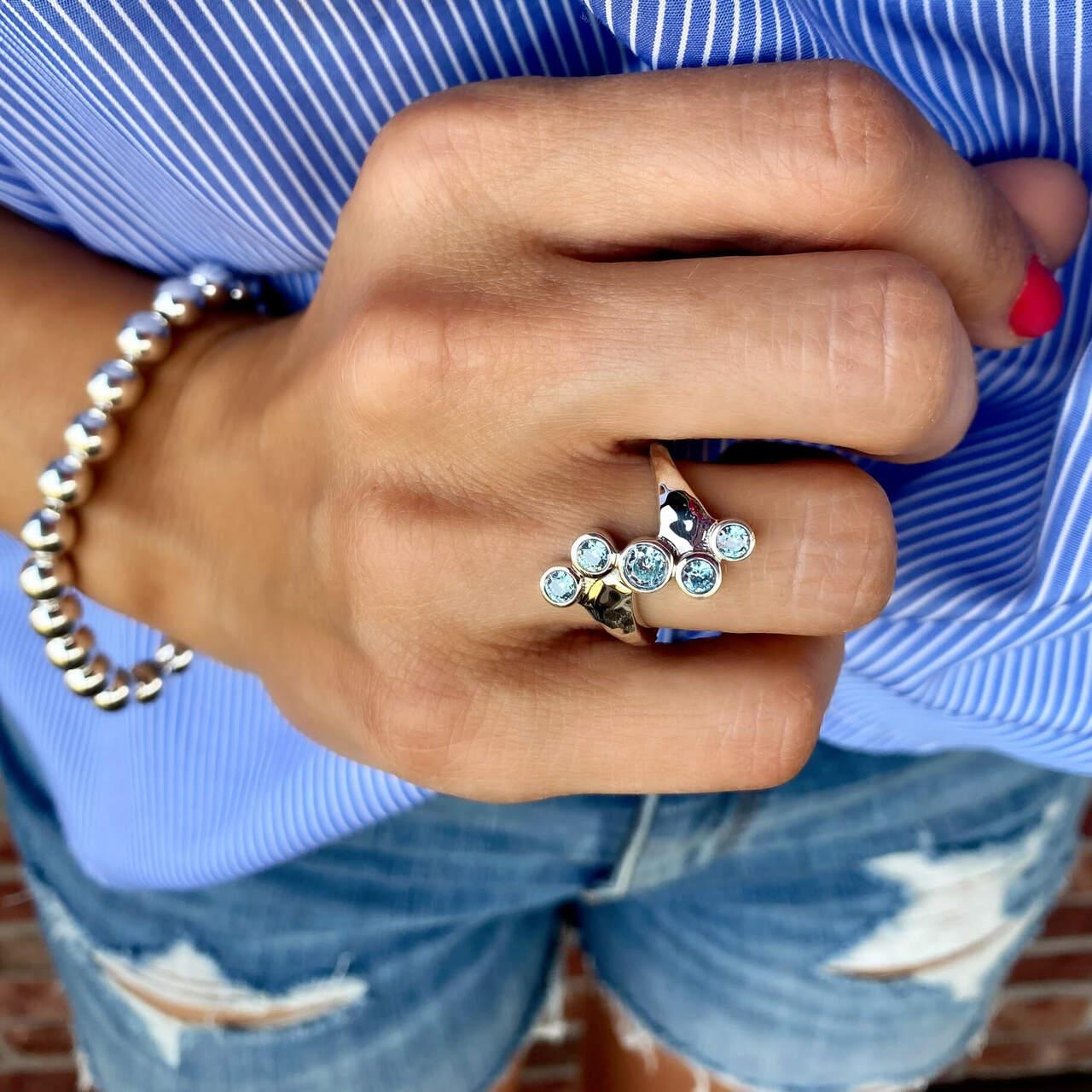 Blue Shores sterling silver ring paired with Hav'n a Ball Bracelet